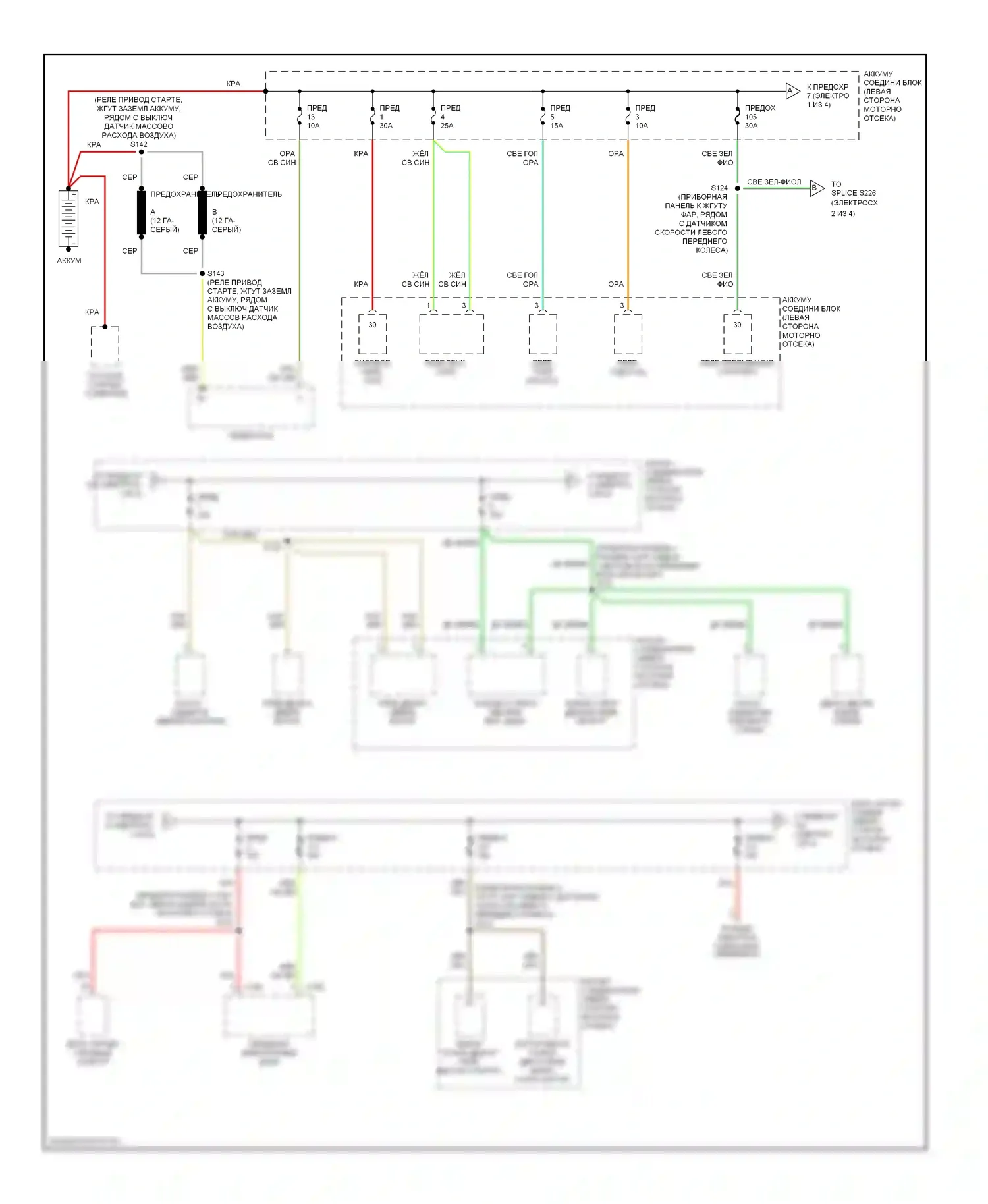 Windstar Ford I (1994-2003): Электросхема блока предохранителей реле (1 из 4) 