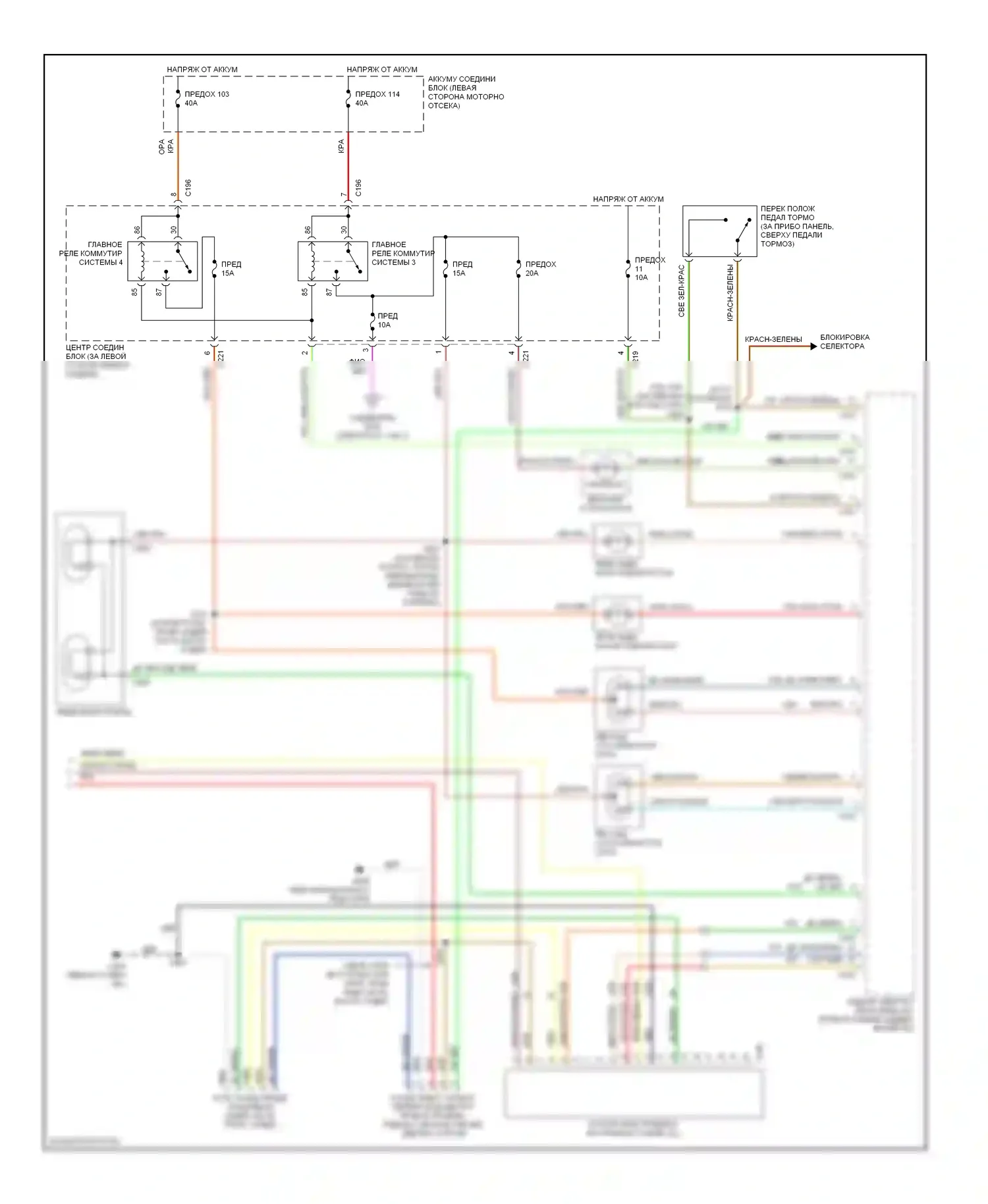Windstar Ford I (1994-2003): Электросхема фар и фонарей и разъема прицепа (2 из 2) 