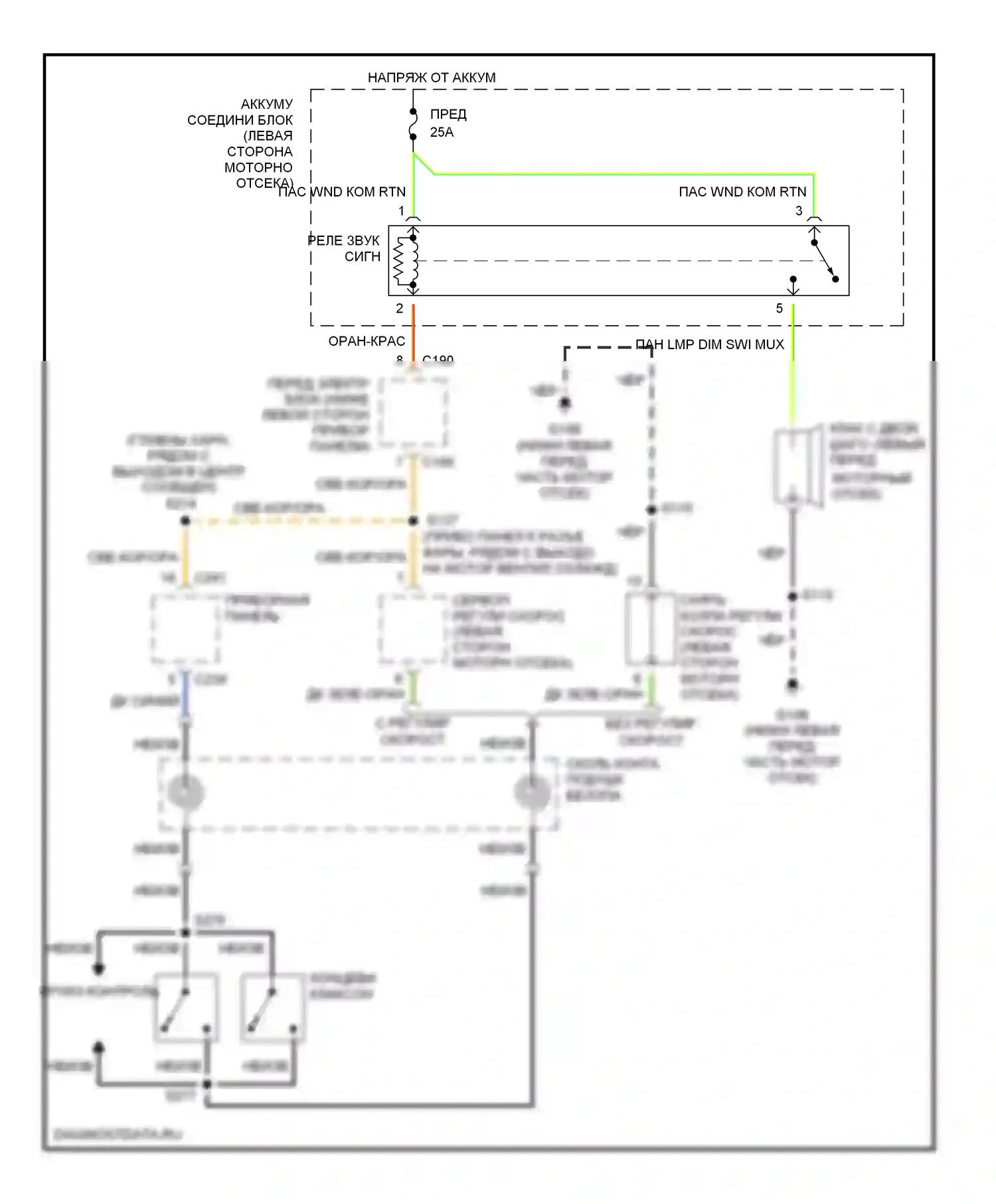 Windstar Ford I (1994-2003): Электросхема клаксона 