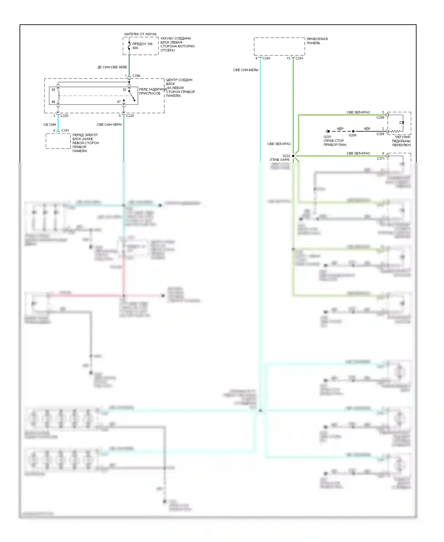Windstar Ford I (1994-2003): Электросхема подсветки приборной панели 