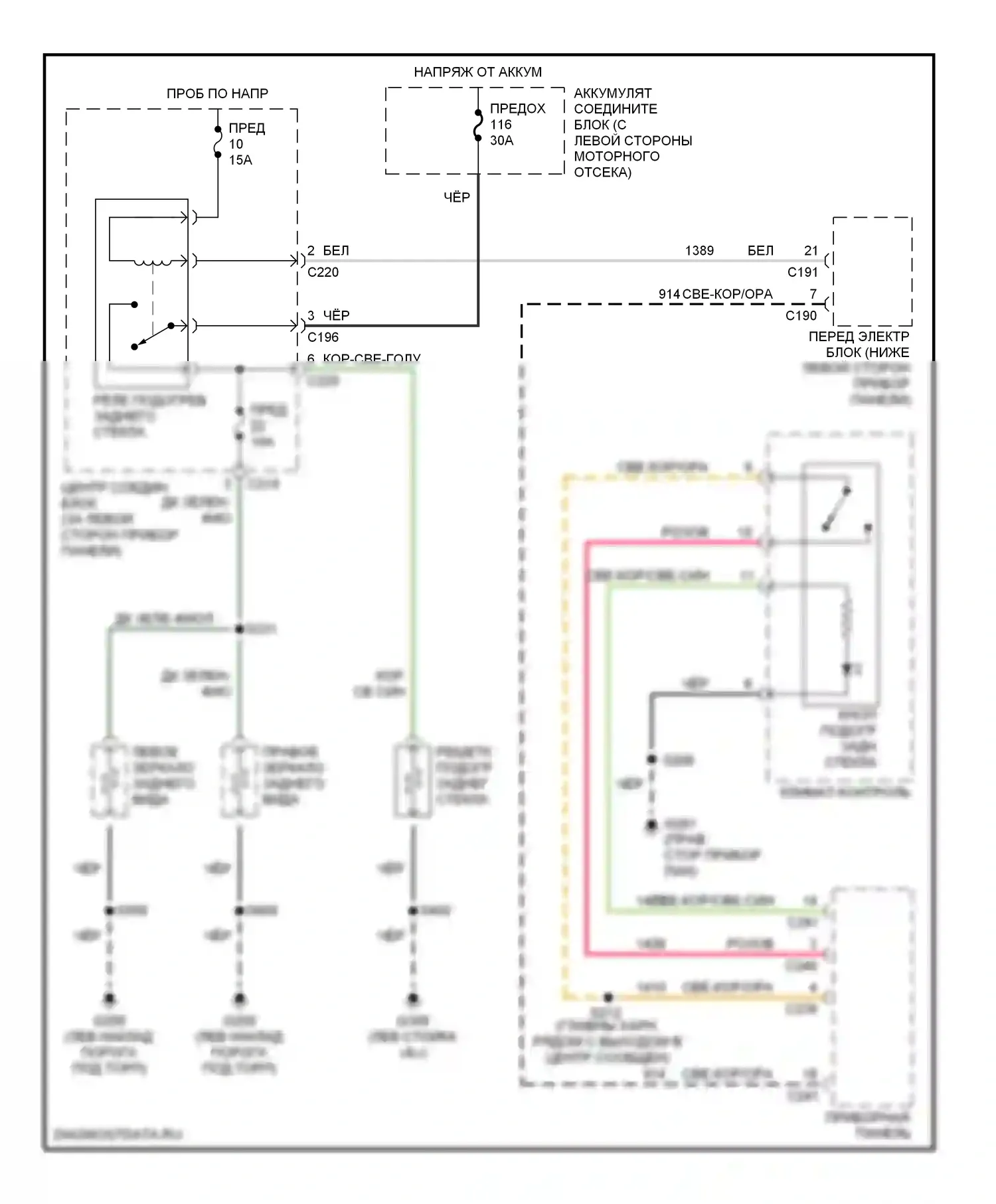 Windstar Ford I (1994-2003): Электросхема подогрева 