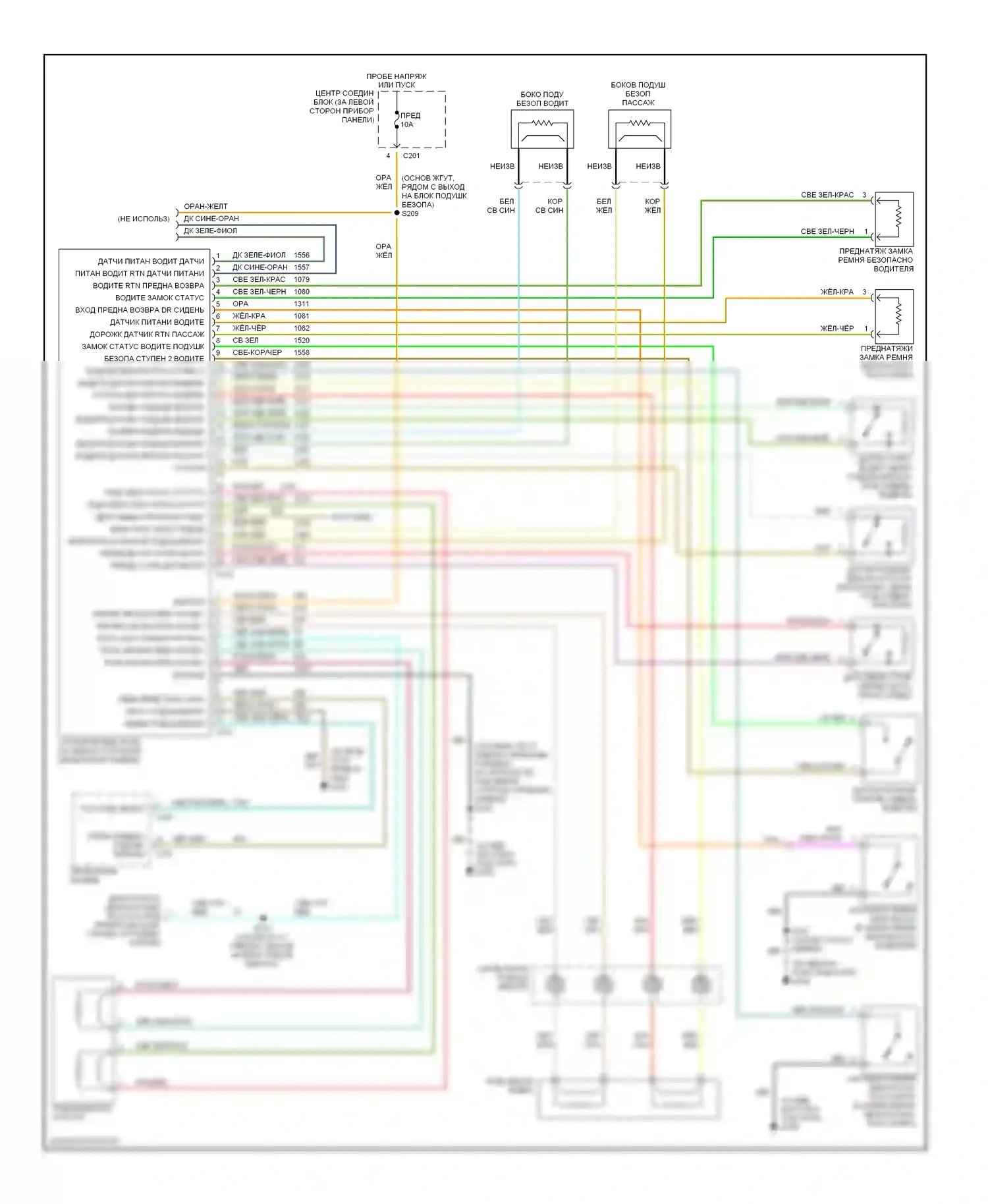 Windstar Ford I (1994-2003): Электросхема подушек безопасности 
