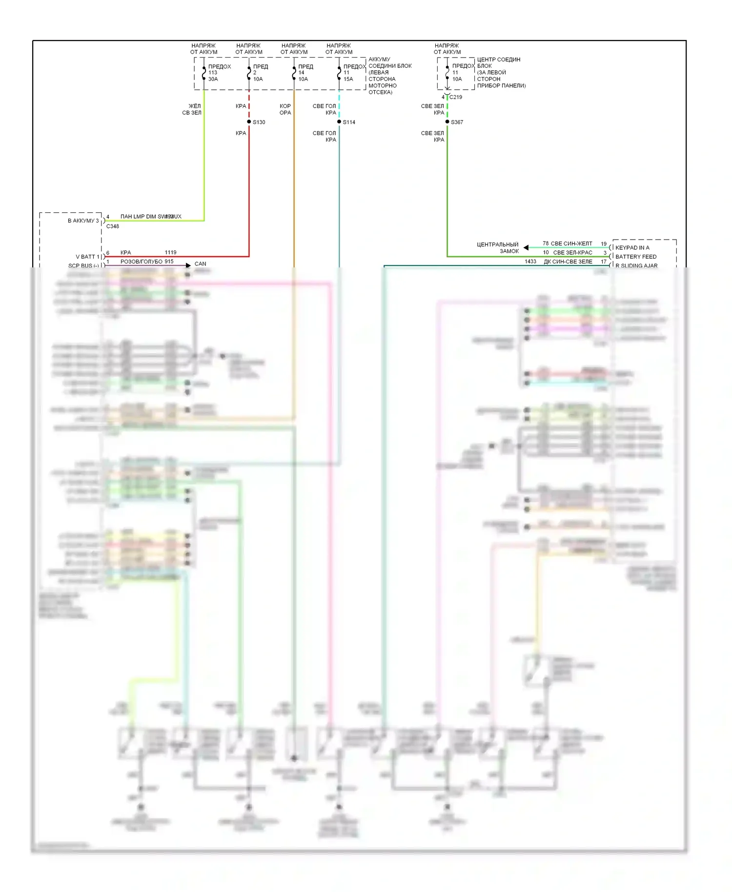 Windstar Ford I (1994-2003): Электросхема защиты от взлома 