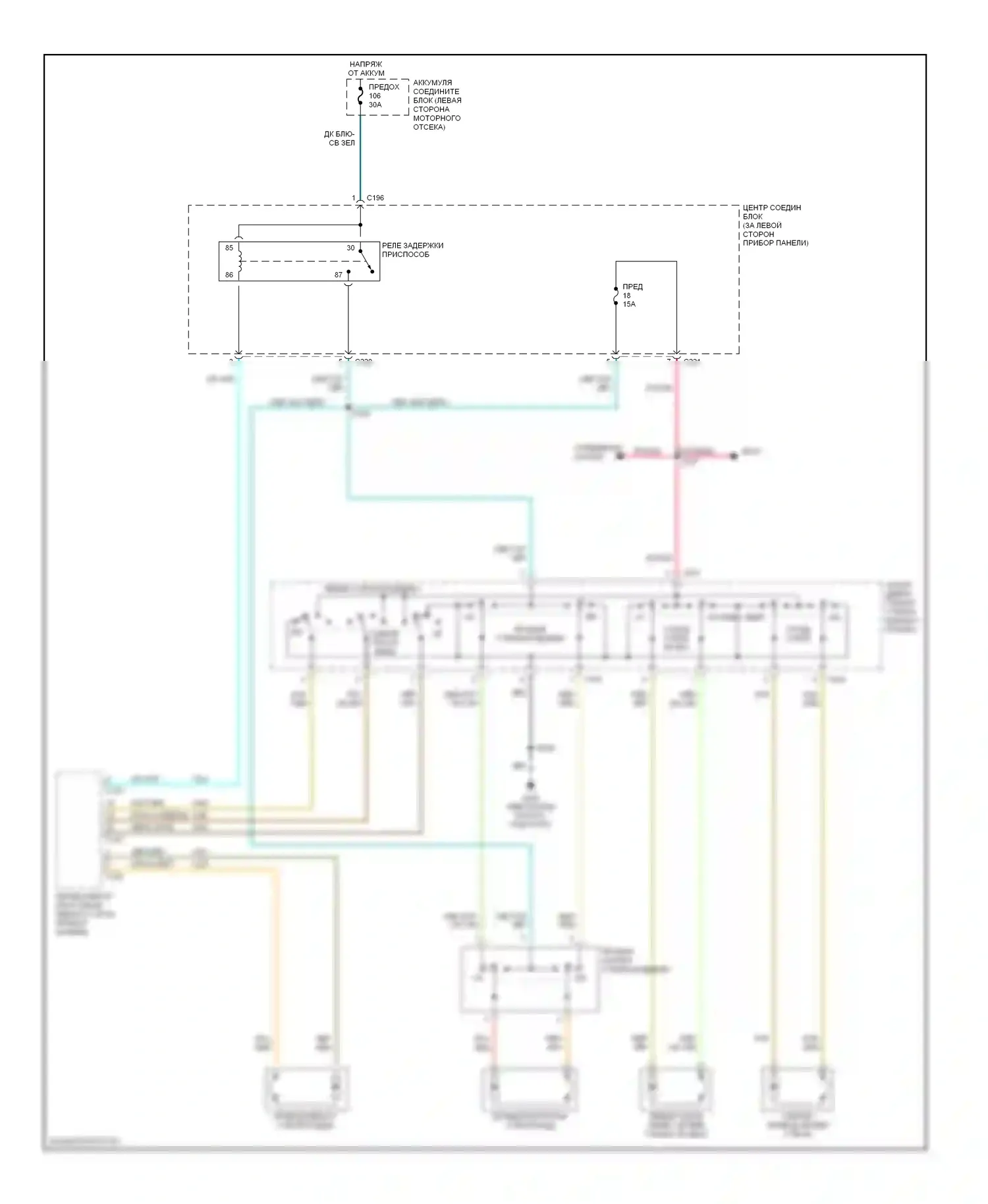 Windstar Ford I (1994-2003): Электросхема стеклоподъемника 