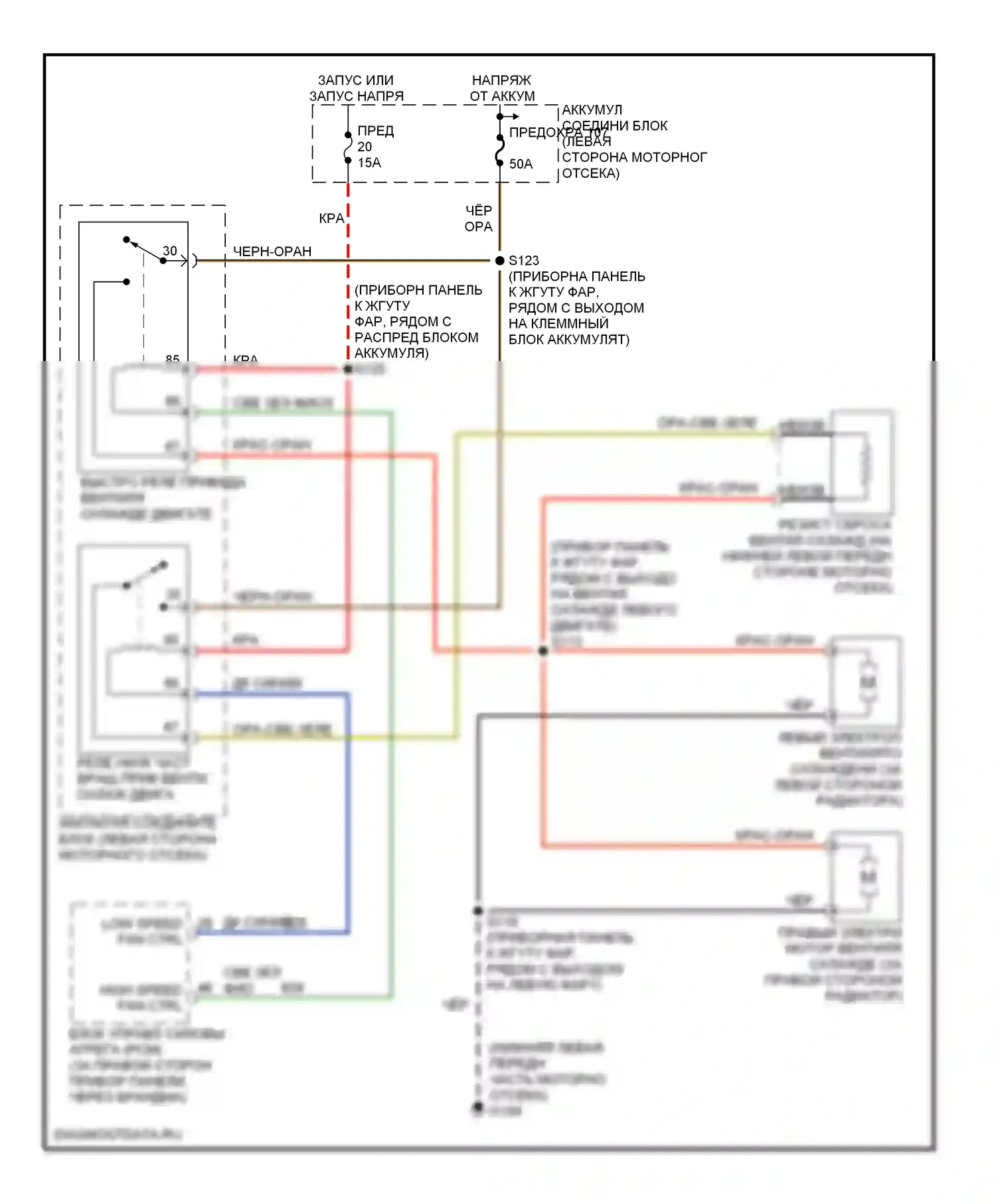 Windstar Ford I (1994-2003): Электросхема вентилятора охлаждения 