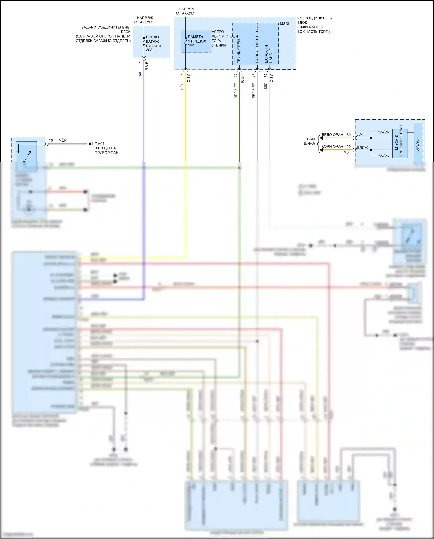 G70 Genesis I рестайлинг (2020-2024): Электросхема багажника питания 