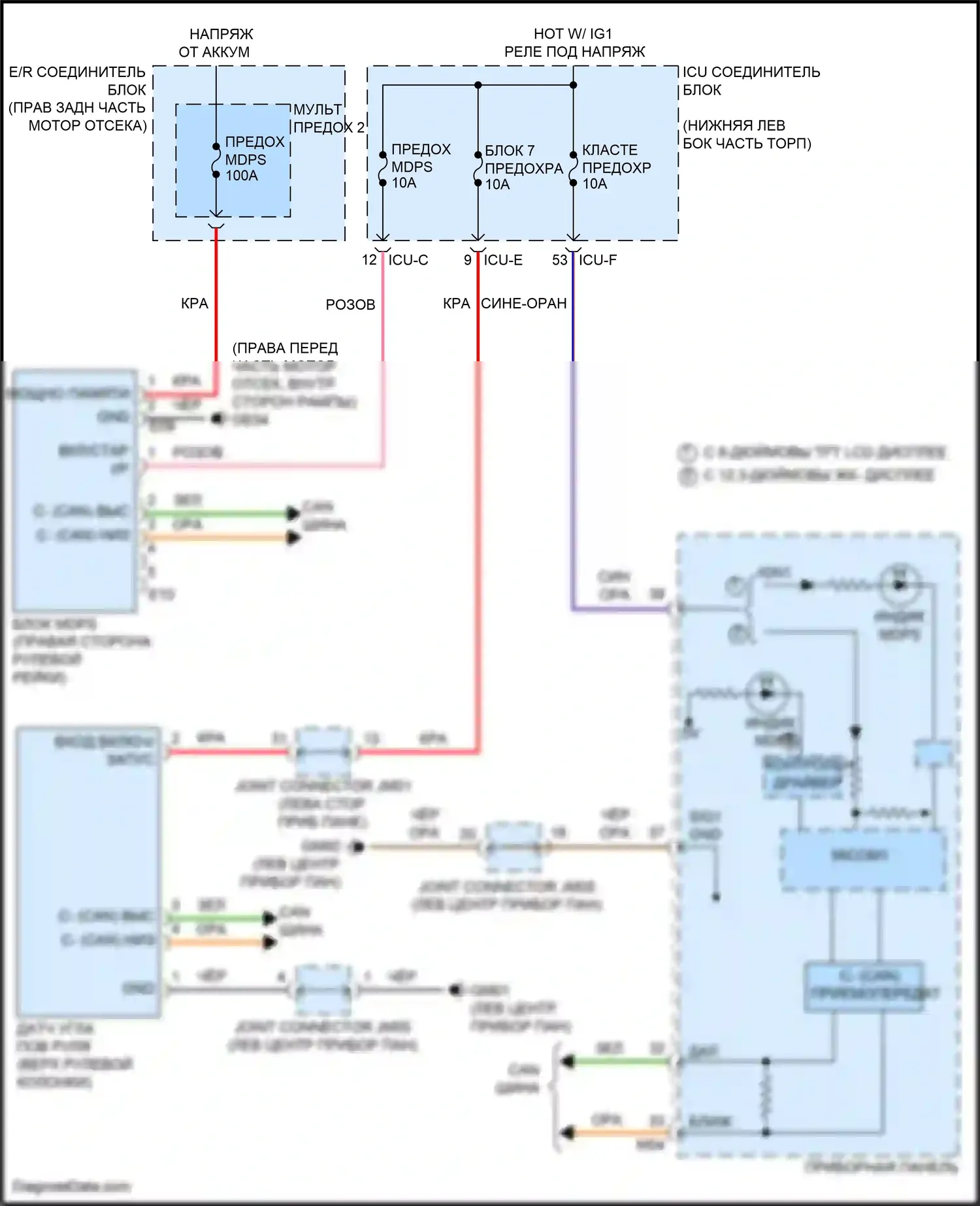 G70 Genesis I рестайлинг (2020-2024): Электросхема электроусилителя руля 