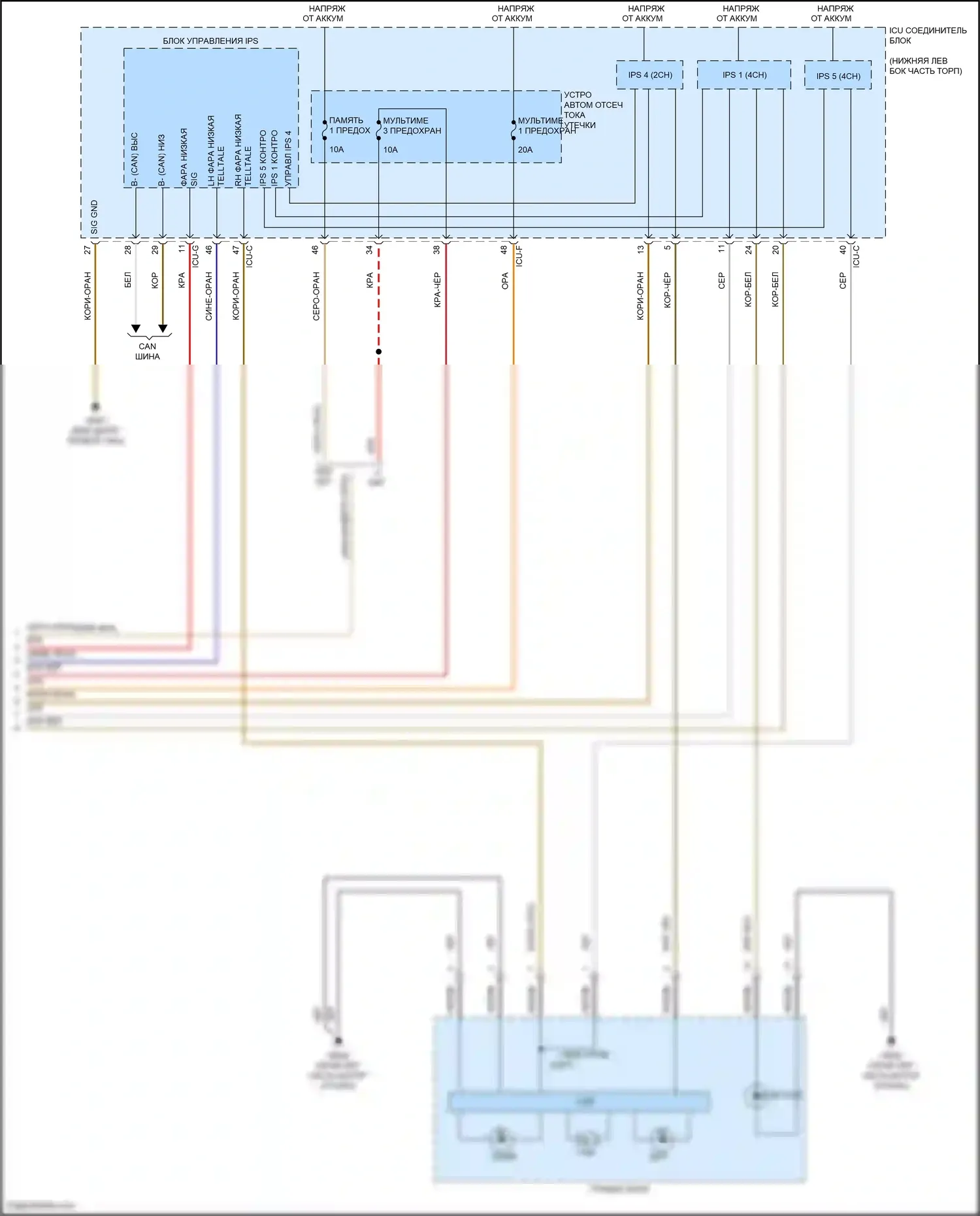 G70 Genesis I рестайлинг (2020-2024): Электросхема фар (3 из 3) 