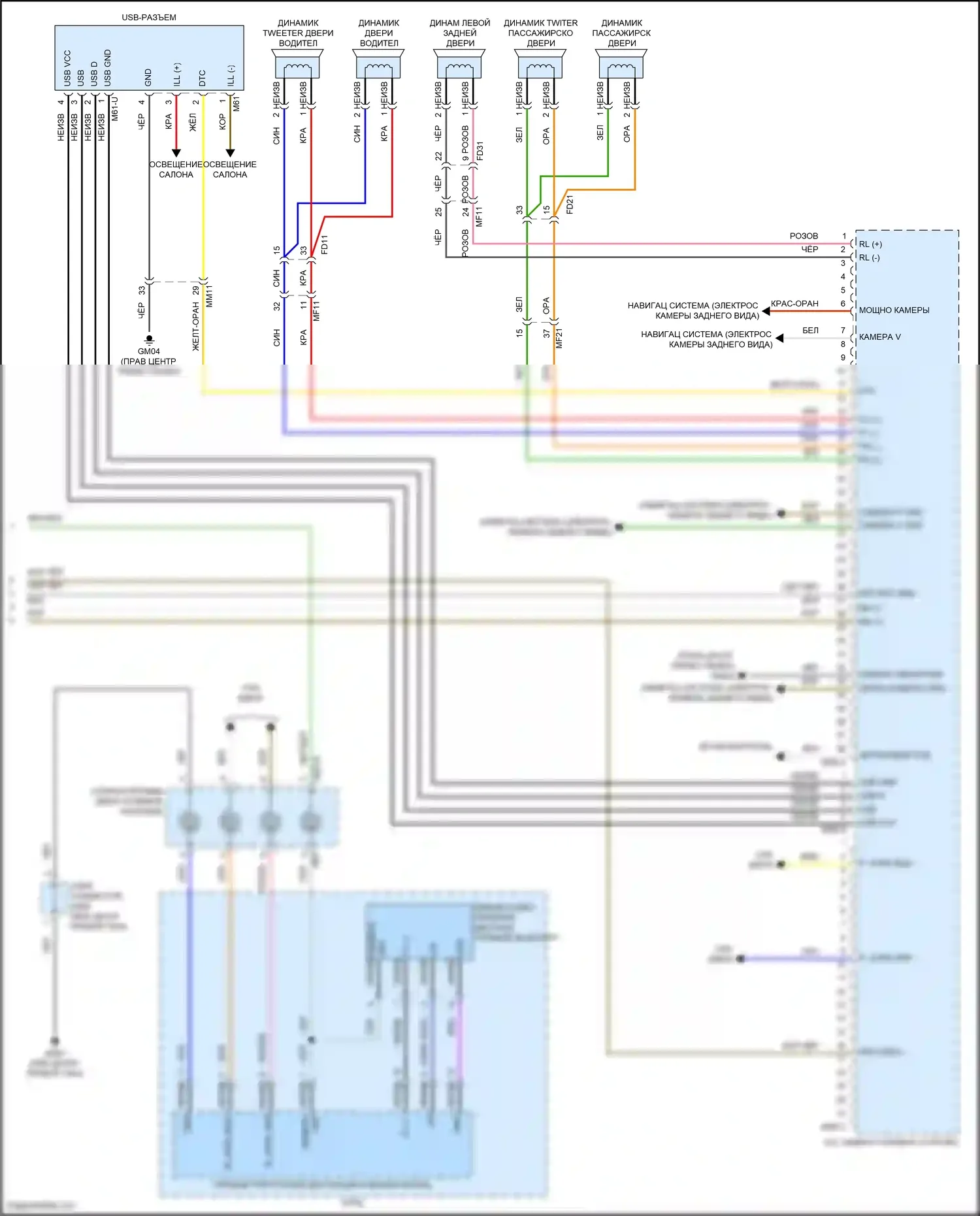G70 Genesis I рестайлинг (2020-2024): Электросхема магнитолы, без усилителя (3 из 3) 