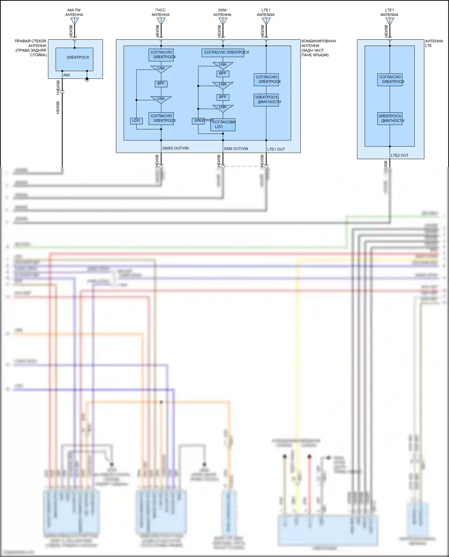 G70 Genesis I рестайлинг (2020-2024): Электросхема магнитолы, с усилителем и средним диапазоном (2 из 4) 