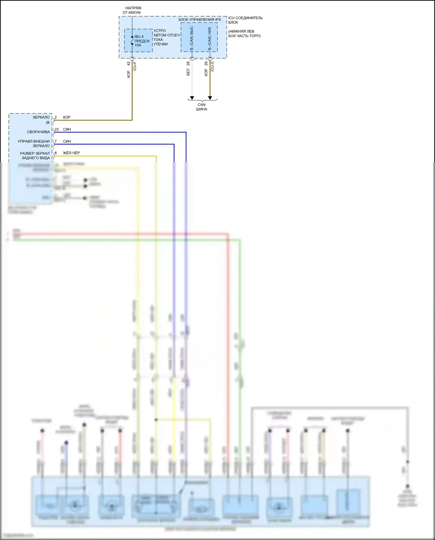 G70 Genesis I рестайлинг (2020-2024): Электросхема памяти зеркал (2 из 2) 