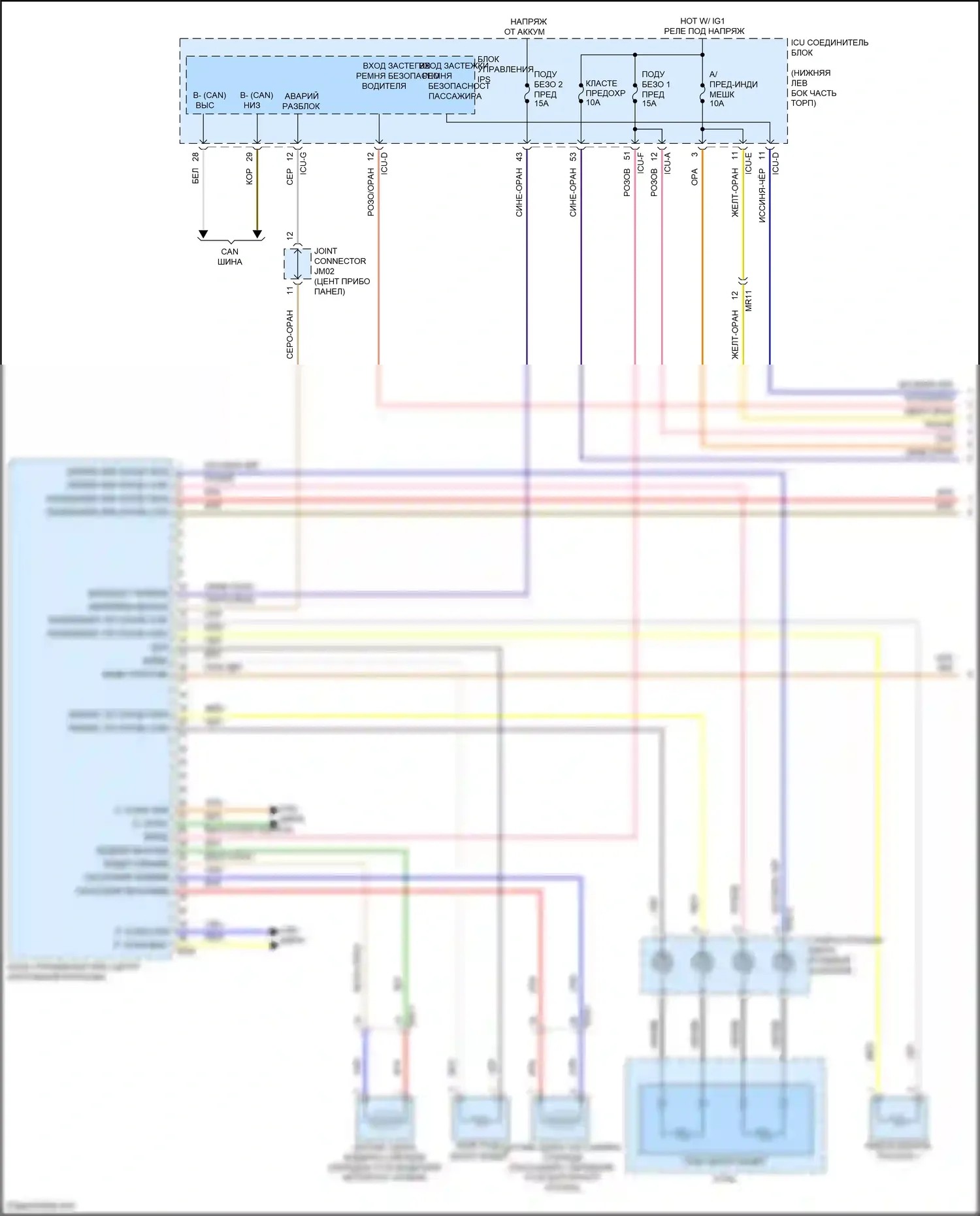 G70 Genesis I рестайлинг (2020-2024): Электросхема подушек безопасности (1 из 3) 
