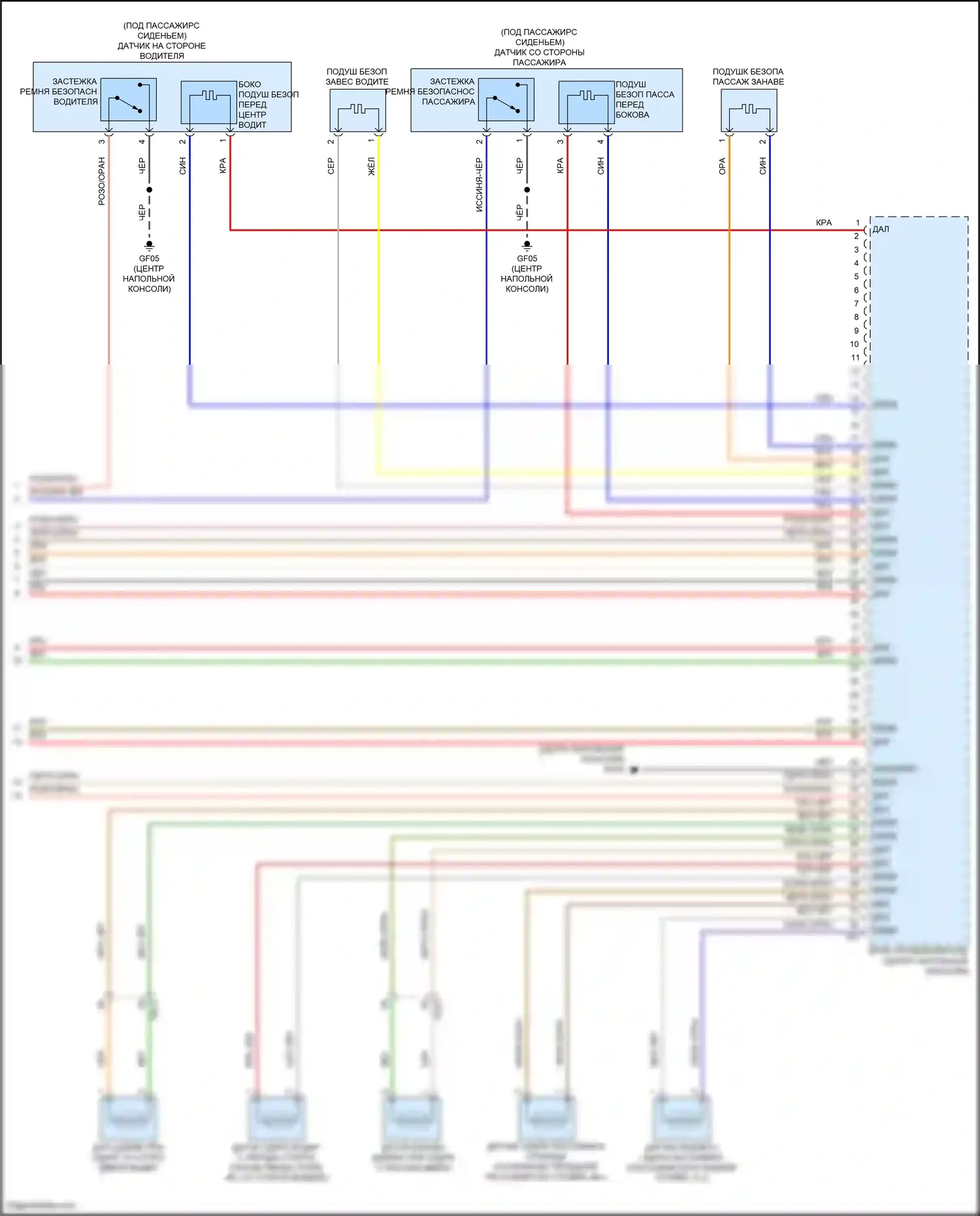 G70 Genesis I рестайлинг (2020-2024): Электросхема подушек безопасности (3 из 3) 