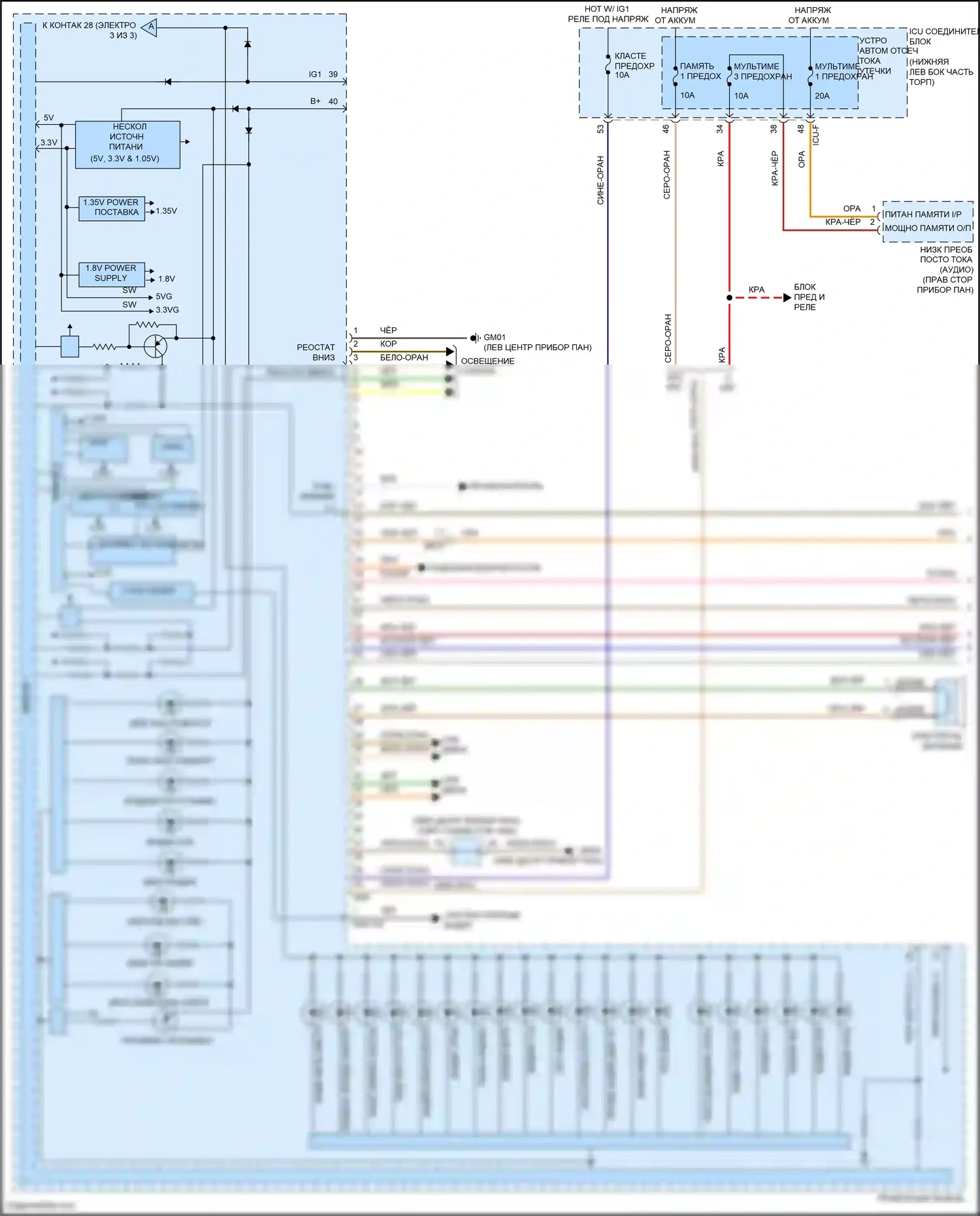 G70 Genesis I рестайлинг (2020-2024): Электросхема приборной панели с жк- дисплеем 8 дюймов tft (1 из 3) 