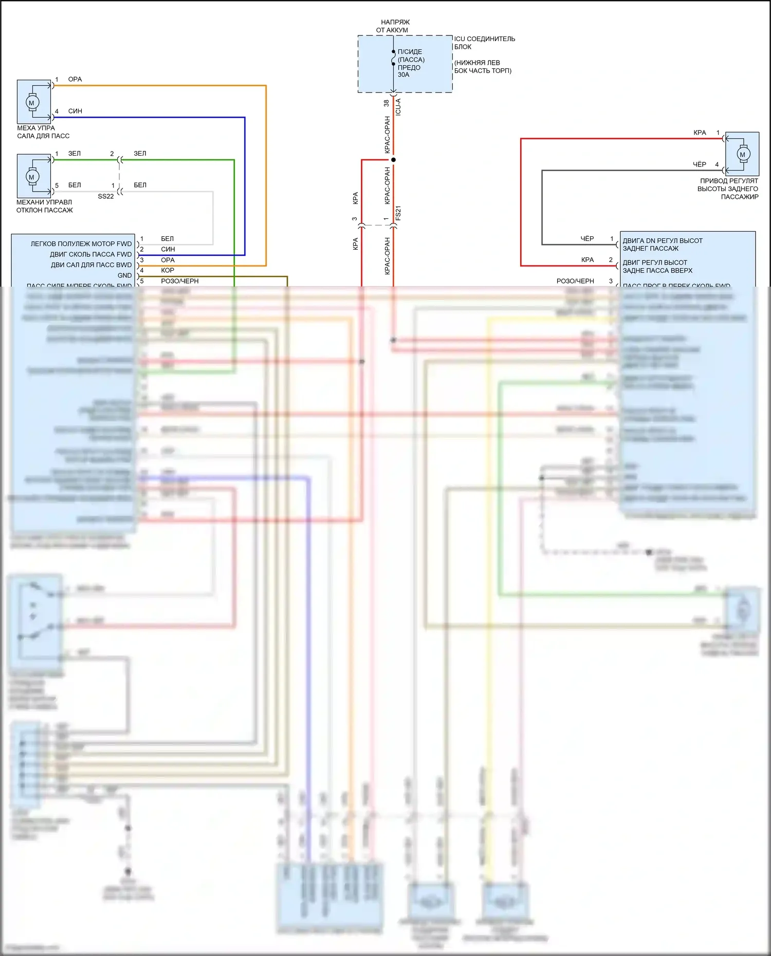 G70 Genesis I рестайлинг (2020-2024): Электросхема сиденья питания для пассажиров, с входом 