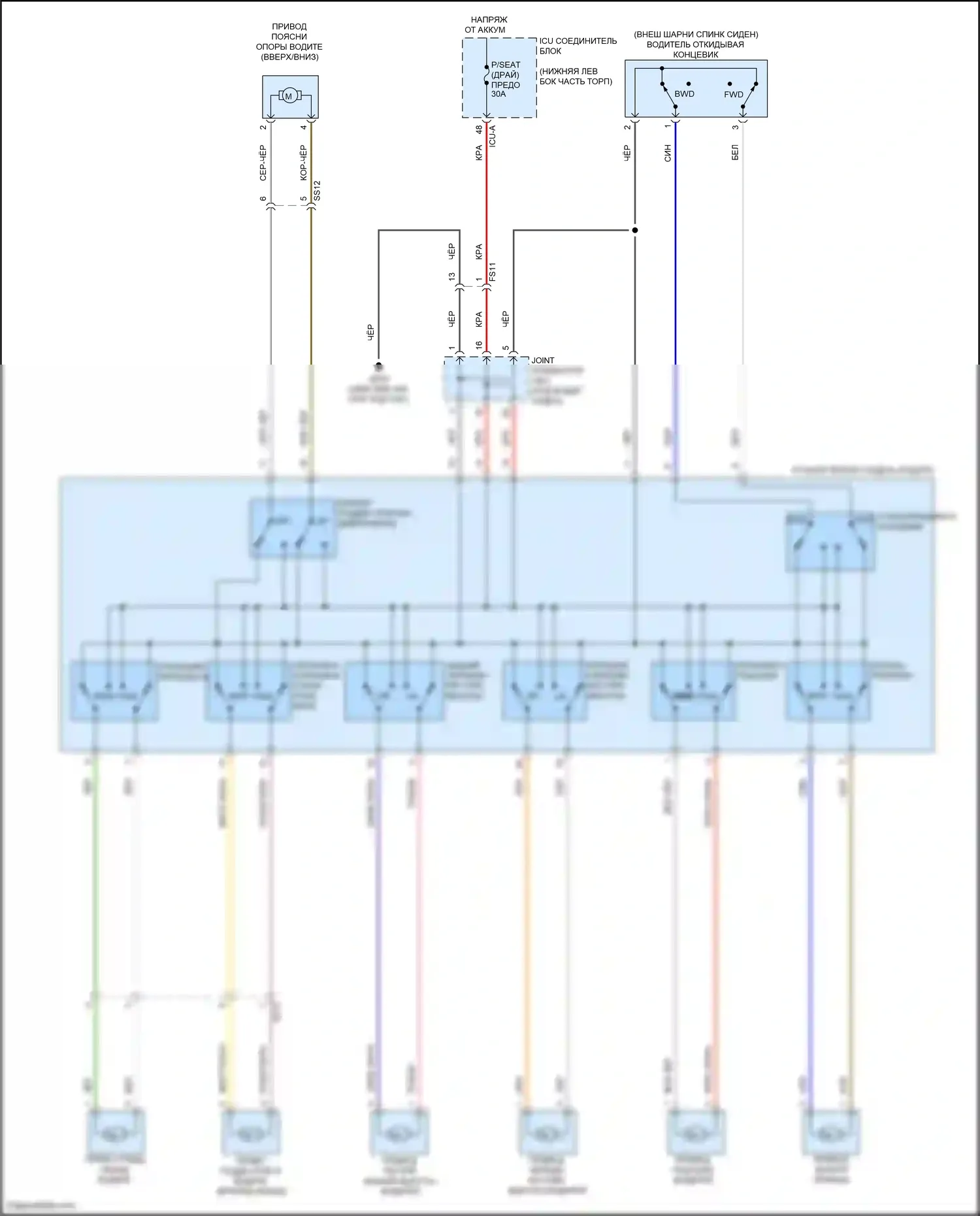 G70 Genesis I рестайлинг (2020-2024): Питание водительского сиденья электросхема 