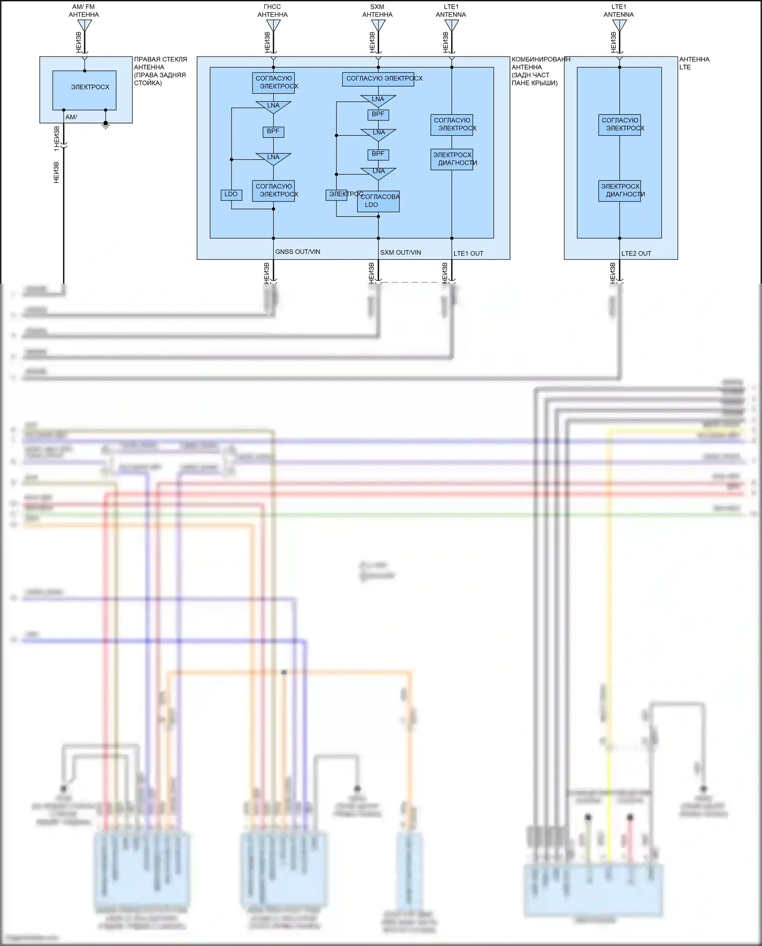 G70 Genesis I рестайлинг (2020-2024): Электросхема навигации, с усилителем, без среднего диапазона (2 из 4) 
