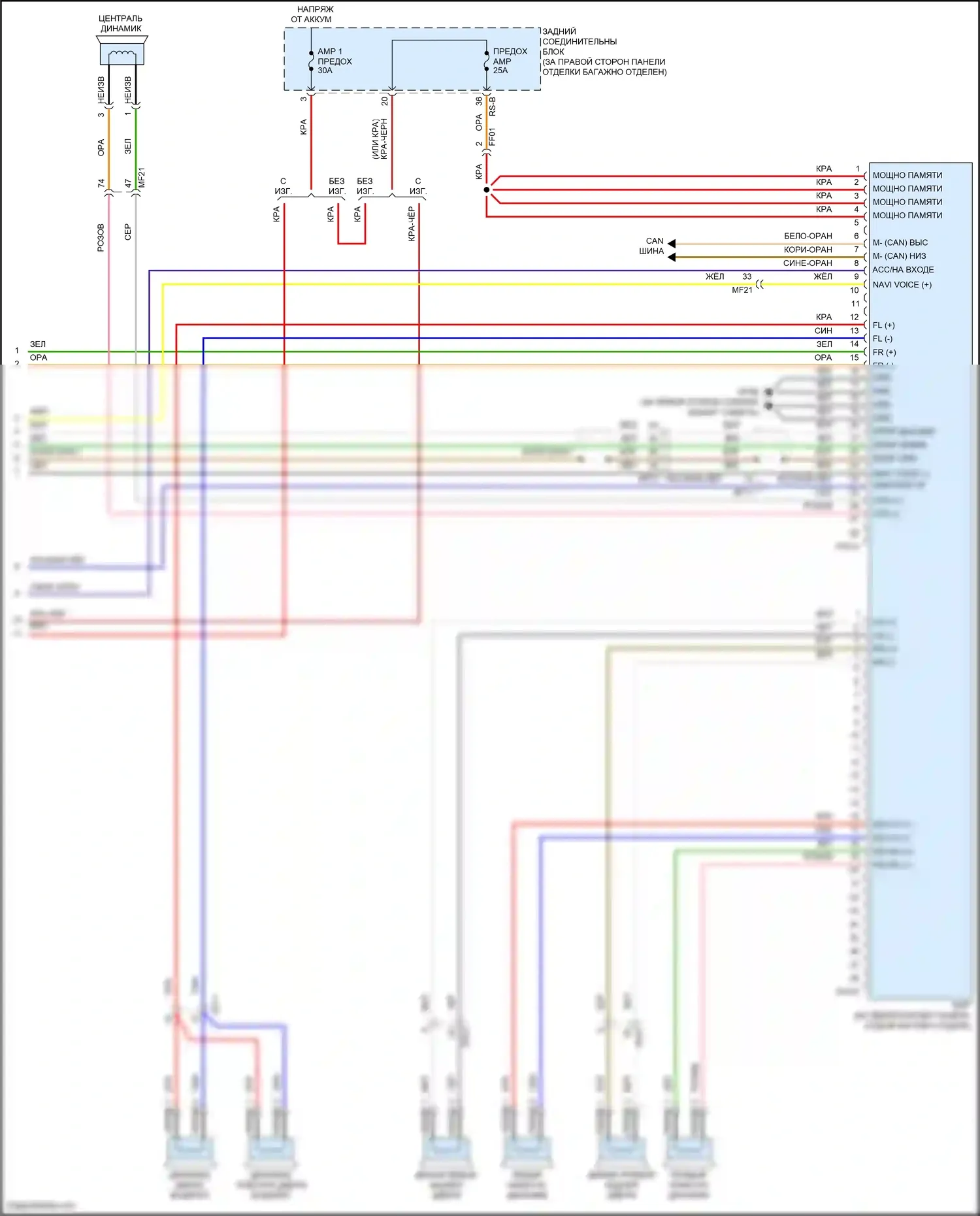 G70 Genesis I рестайлинг (2020-2024): Электросхема навигации, с усилителем, без среднего диапазона (4 из 4) 