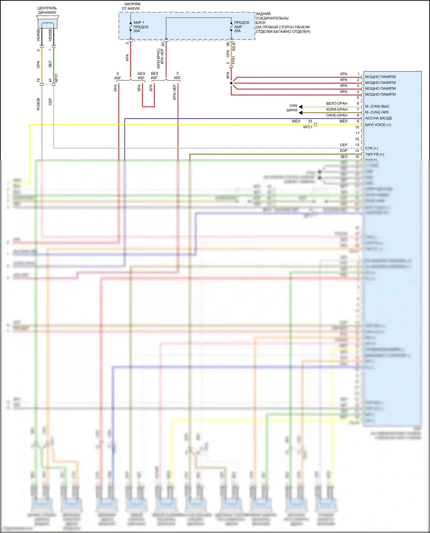 G70 Genesis I рестайлинг (2020-2024): Электросхема навигации, с усилителем и средним диапазоном (4 из 4) 