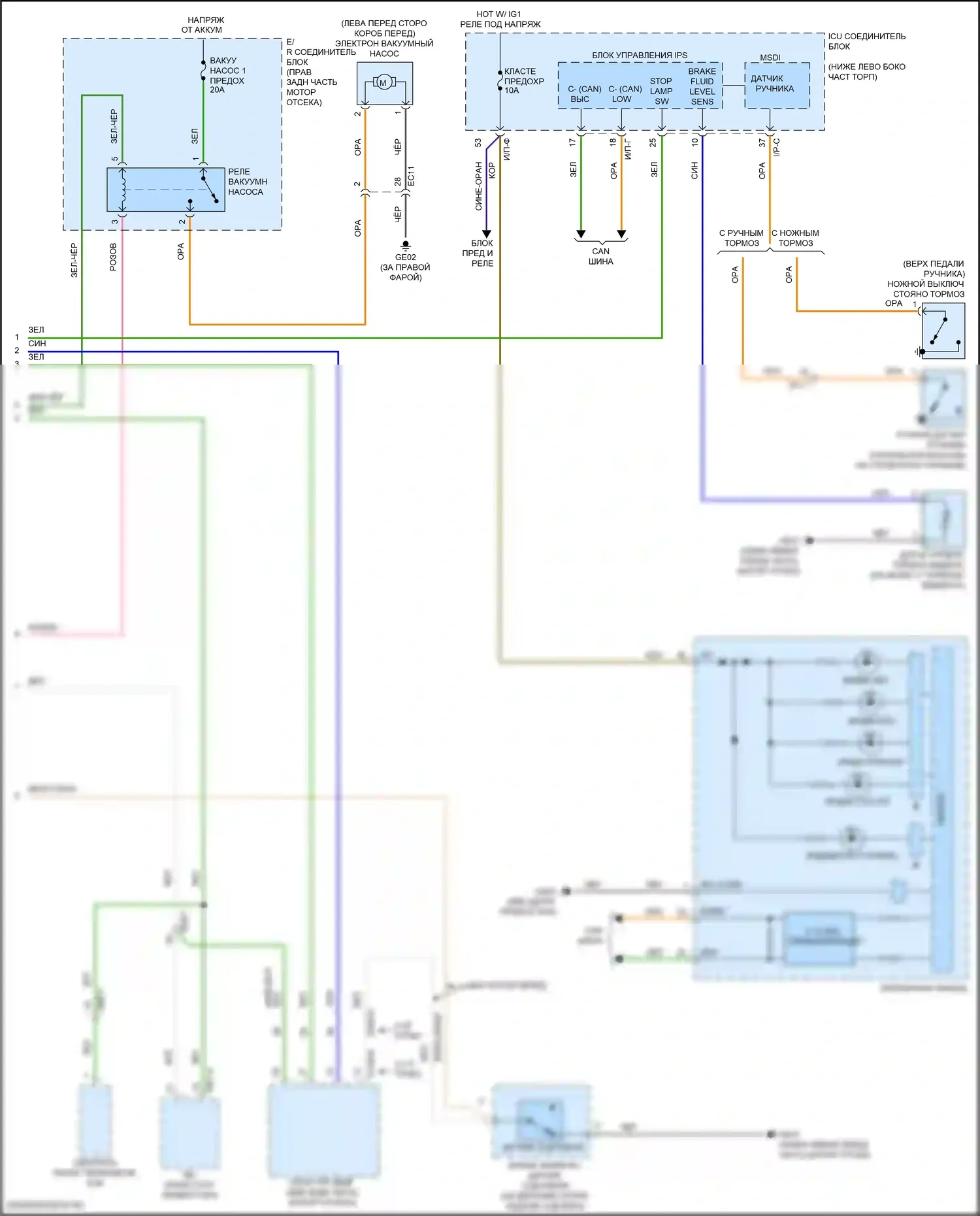 G70 Genesis I (2017-2021): Антиблокировочная система abs электросхема, без epb (3 из 3) 