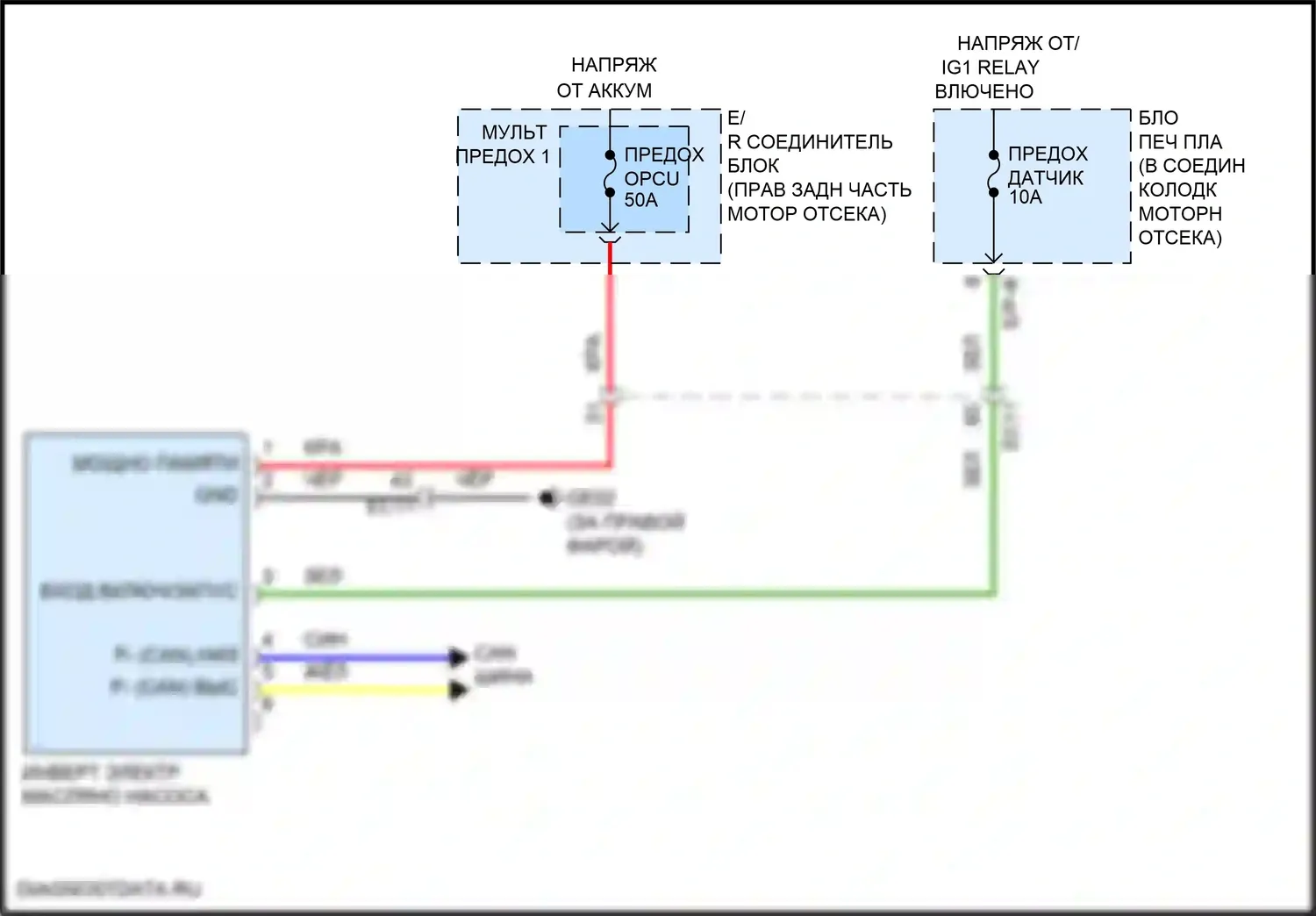 G70 Genesis I (2017-2021): Электросхема двигатель 3.3л турбо, электросхема электропроводки масляного насоса 