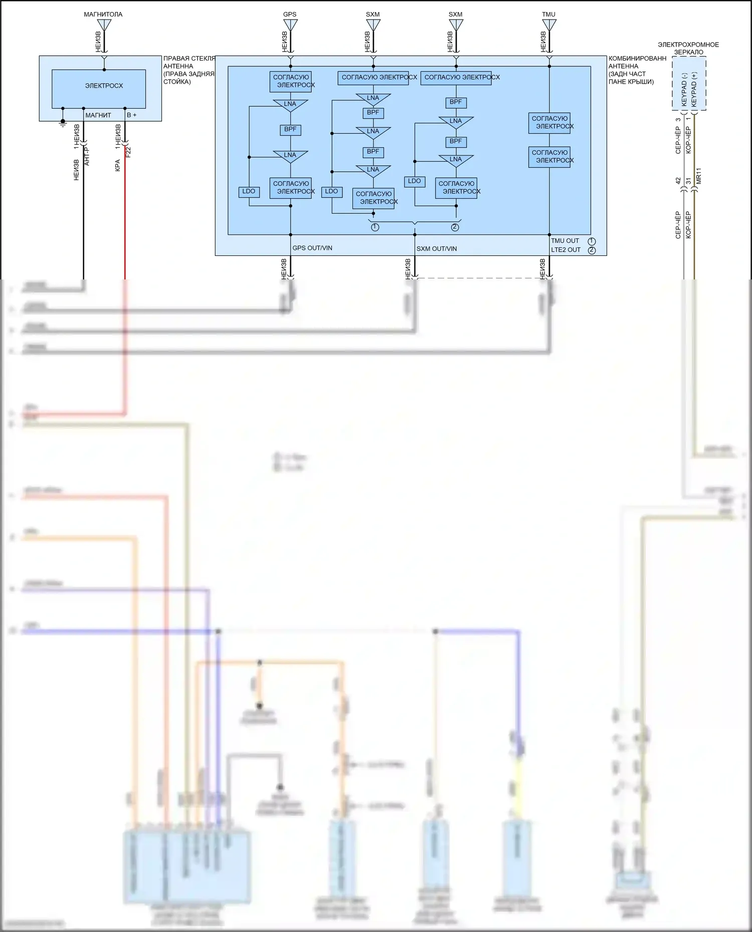 G70 Genesis I (2017-2021): Электросхема магнитолы, без усилителя (2 из 3) 