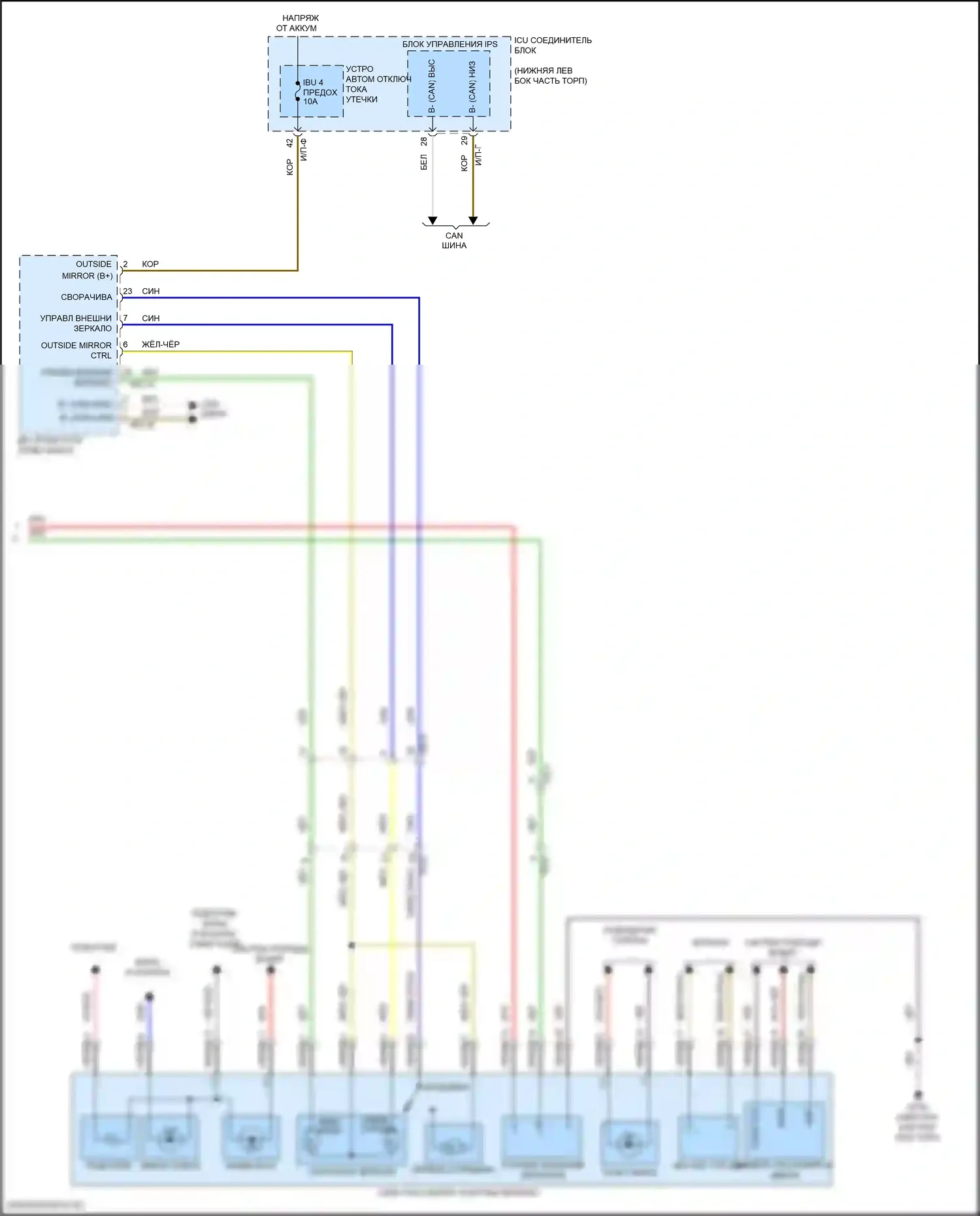 G70 Genesis I (2017-2021): Электросхема памяти зеркал (2 из 2) 