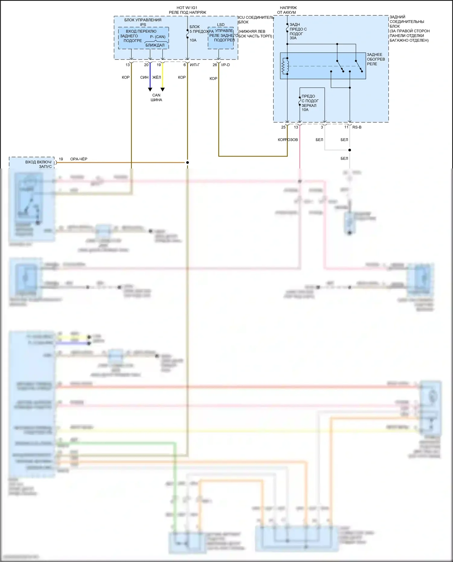 G70 Genesis I (2017-2021): Электросхема подогрева стекол 