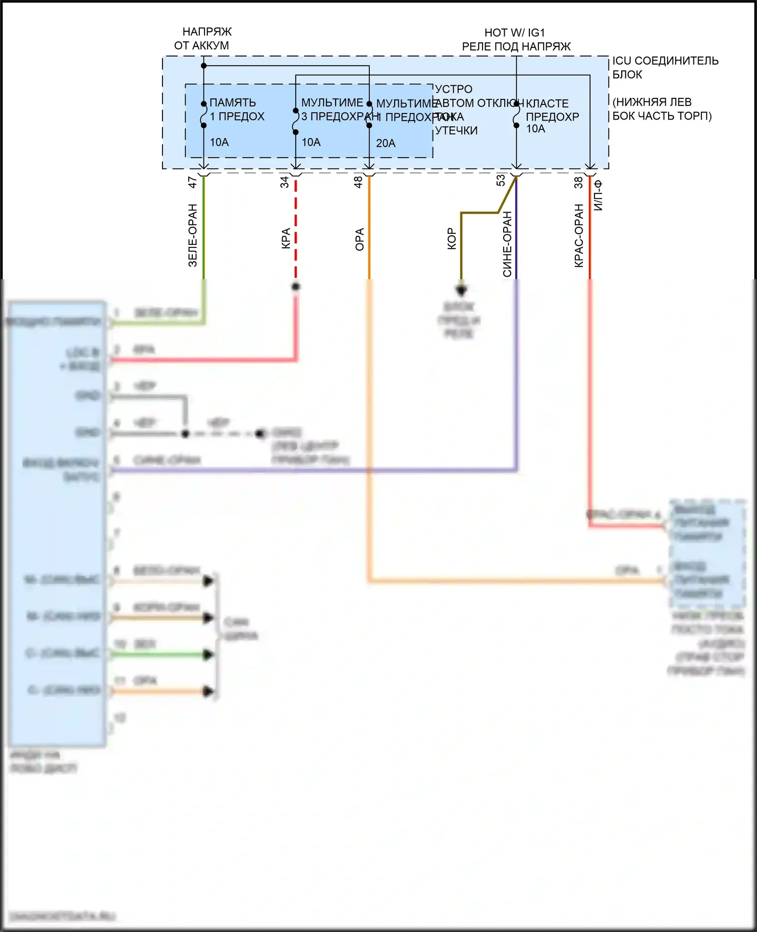G70 Genesis I (2017-2021): Электросхема лобового дисплея 