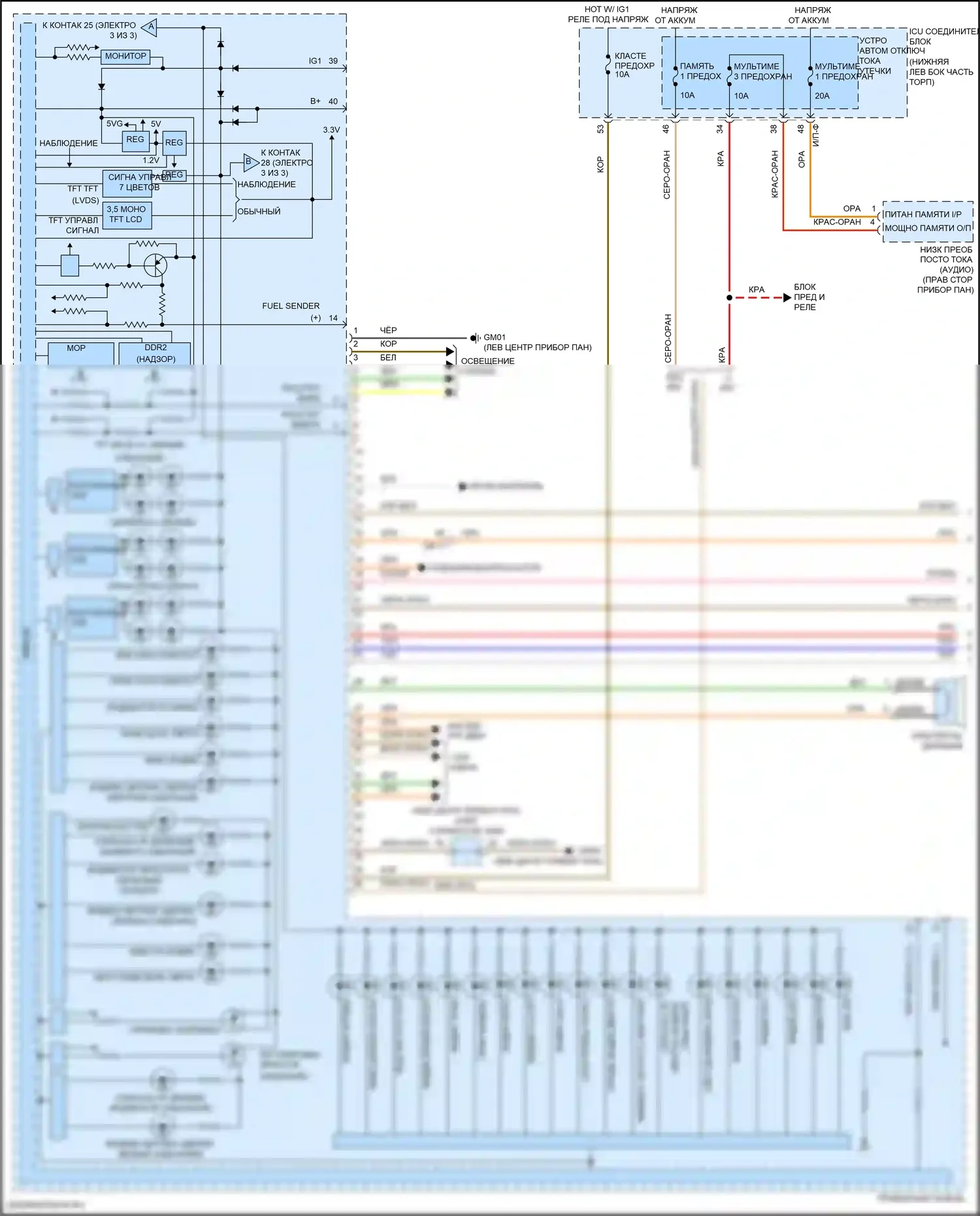 G70 Genesis I (2017-2021): Электросхема приборной панели (1 из 3) 