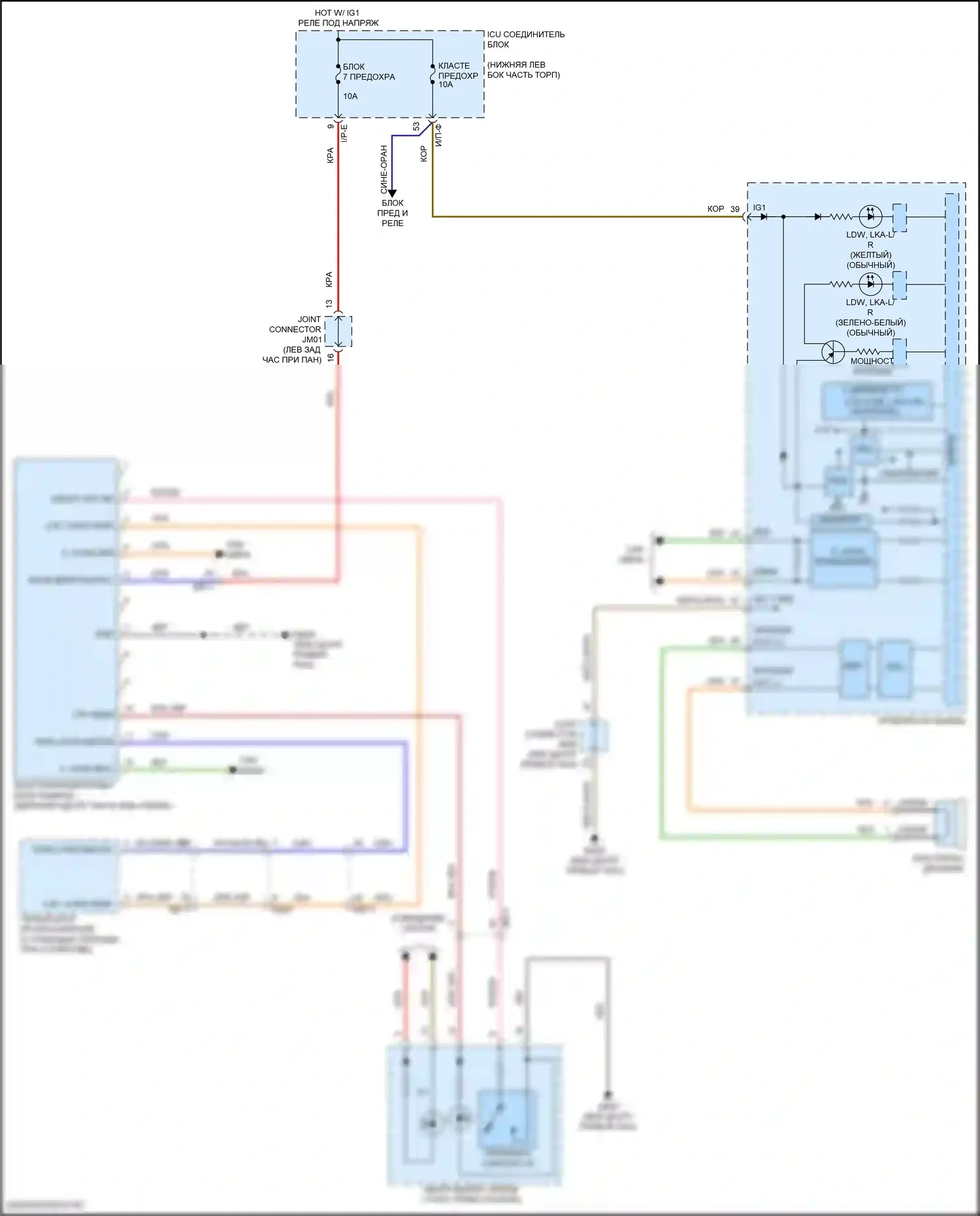 G70 Genesis I (2017-2021): Электросхема сигнализации о выезде с полосы движения 