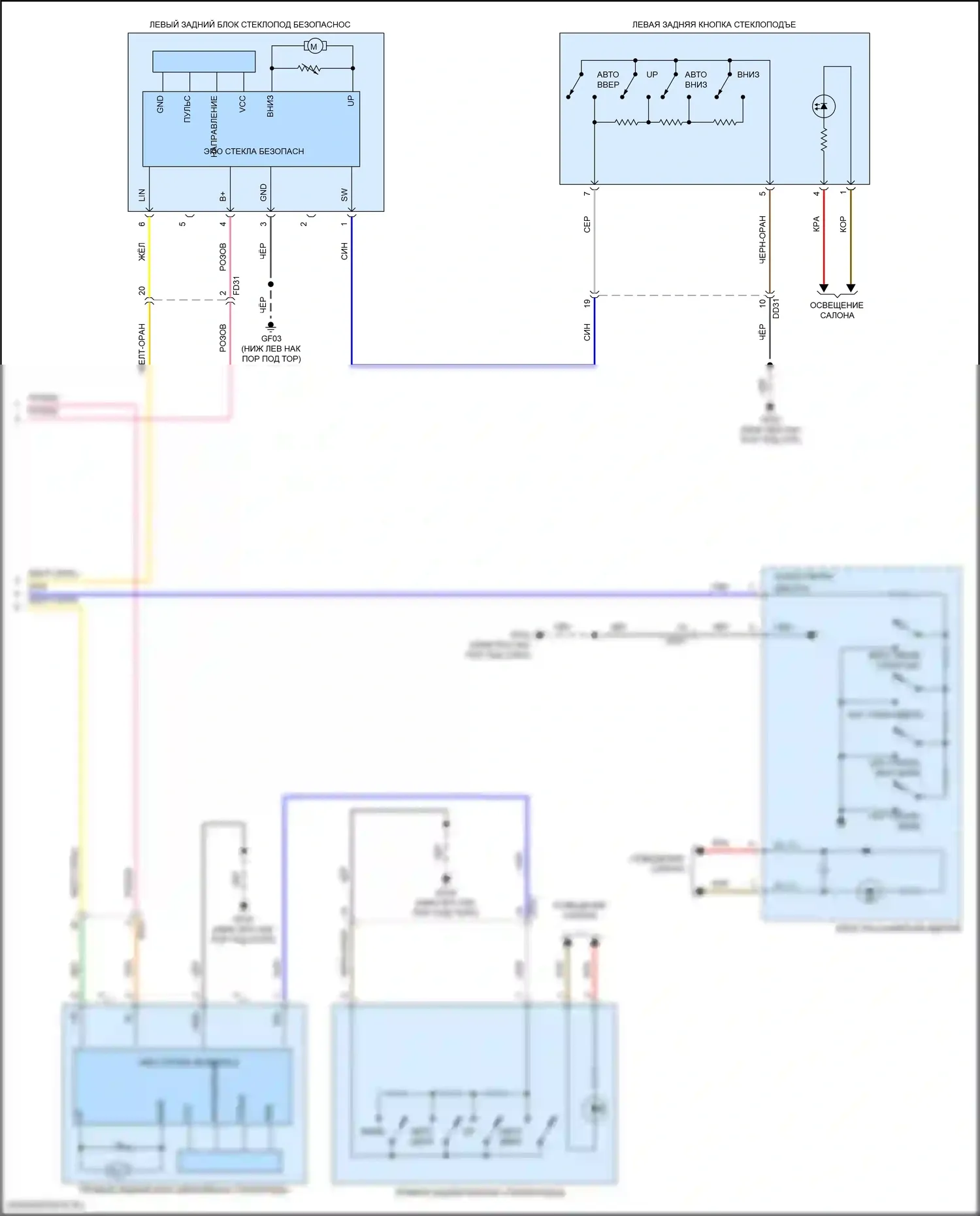 G70 Genesis I (2017-2021): Электросхема стеклоподъемников (2 из 2) 