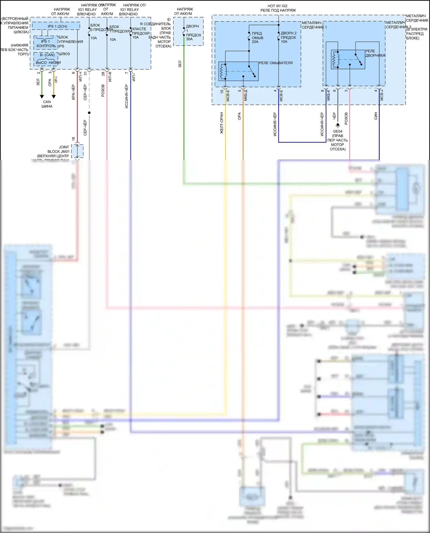 G80 Genesis I (2016-2020): Дворники и омыватели электросхема 