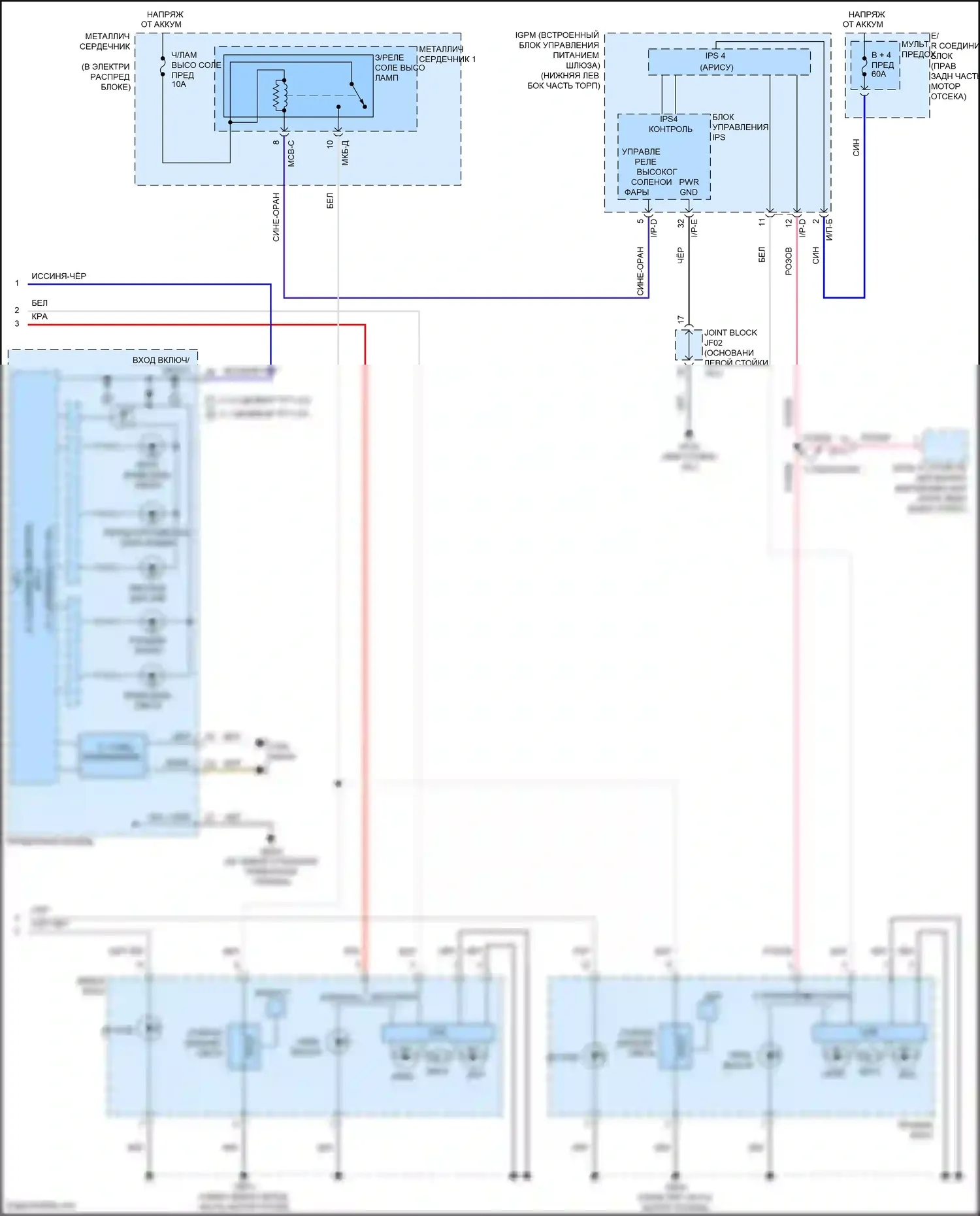 G80 Genesis I (2016-2020): Электросхема фар (2 из 2) 