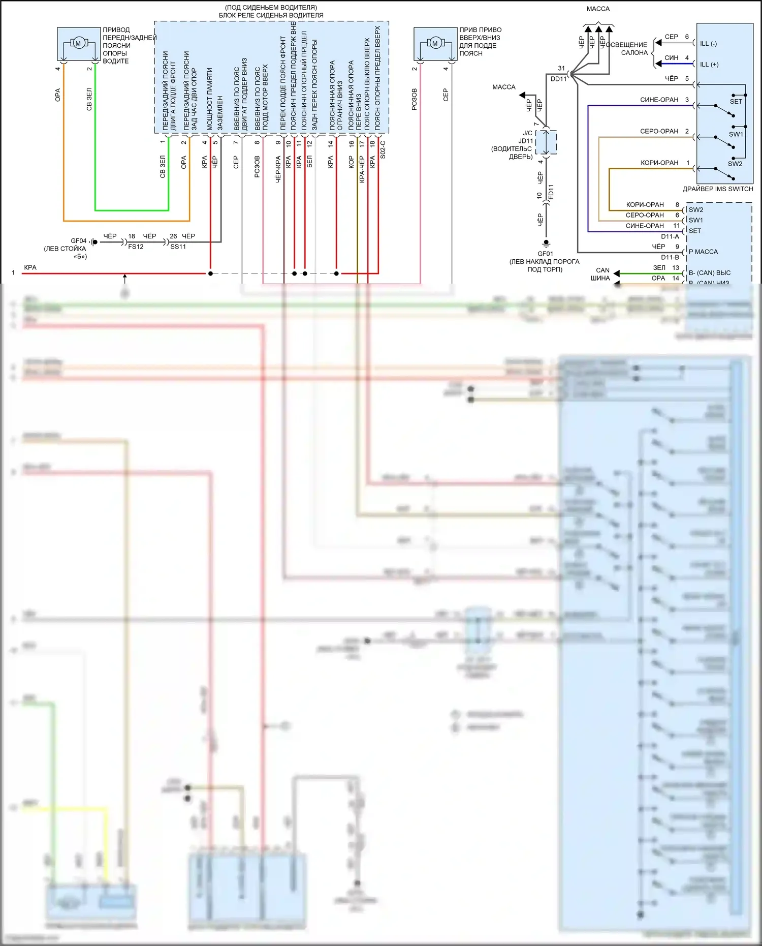 G80 Genesis I (2016-2020): Электросхема сиденья памяти водителя (2 из 2) 