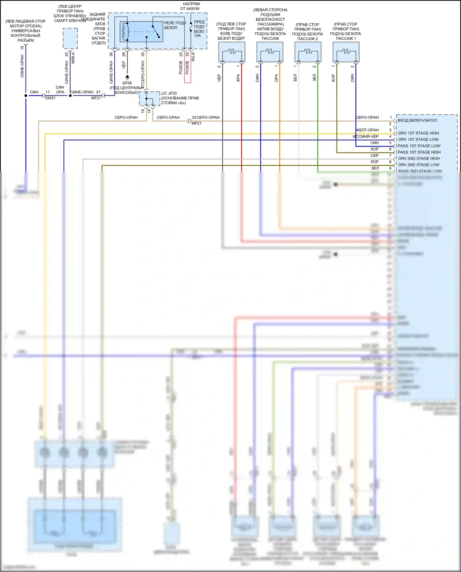 G80 Genesis I (2016-2020): Электросхема подушек безопасности (3 из 3) 