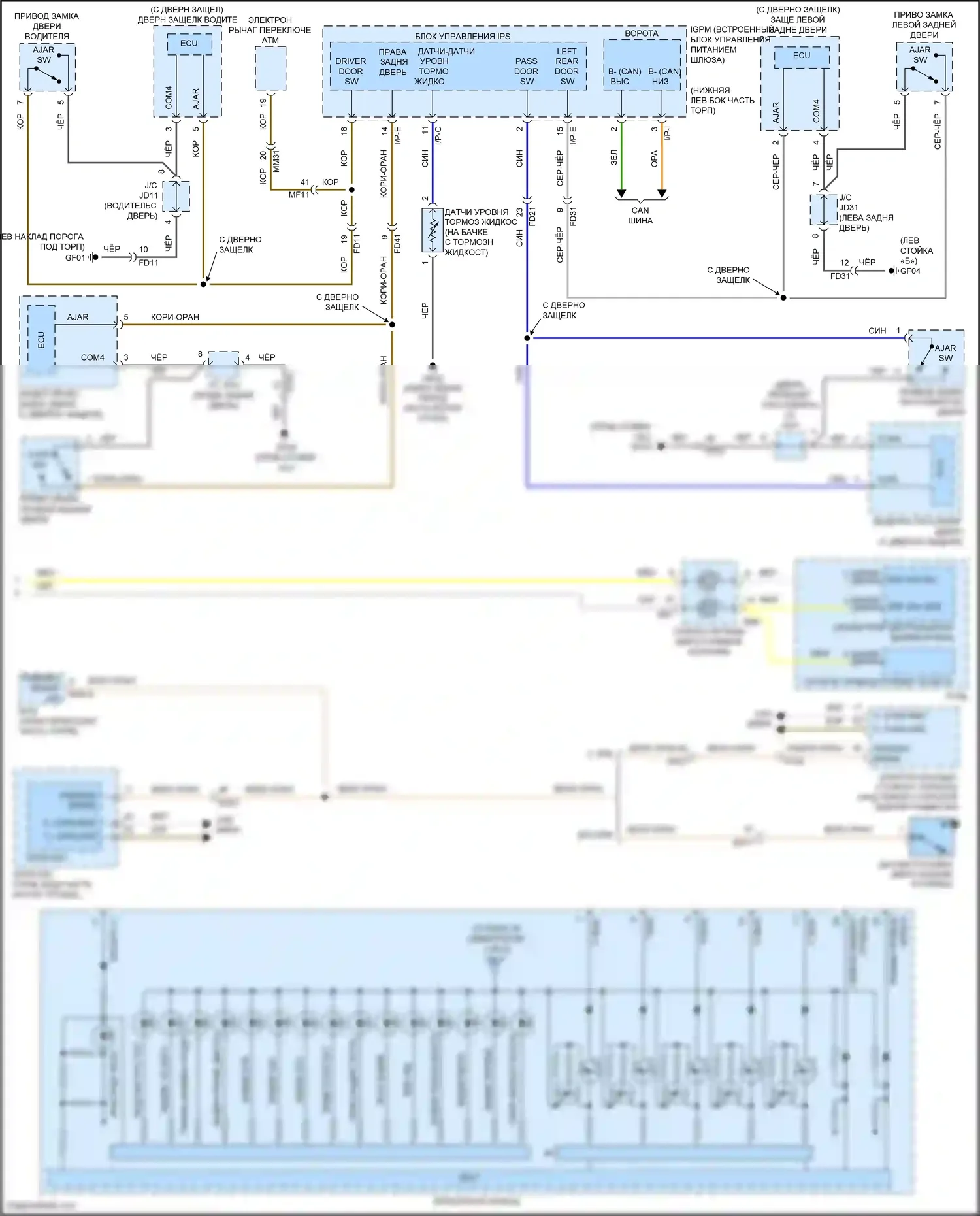 G80 Genesis I (2016-2020): Электросхема приборной панели, с жк- дисплеем 4,2 т/т (2 из 2) 