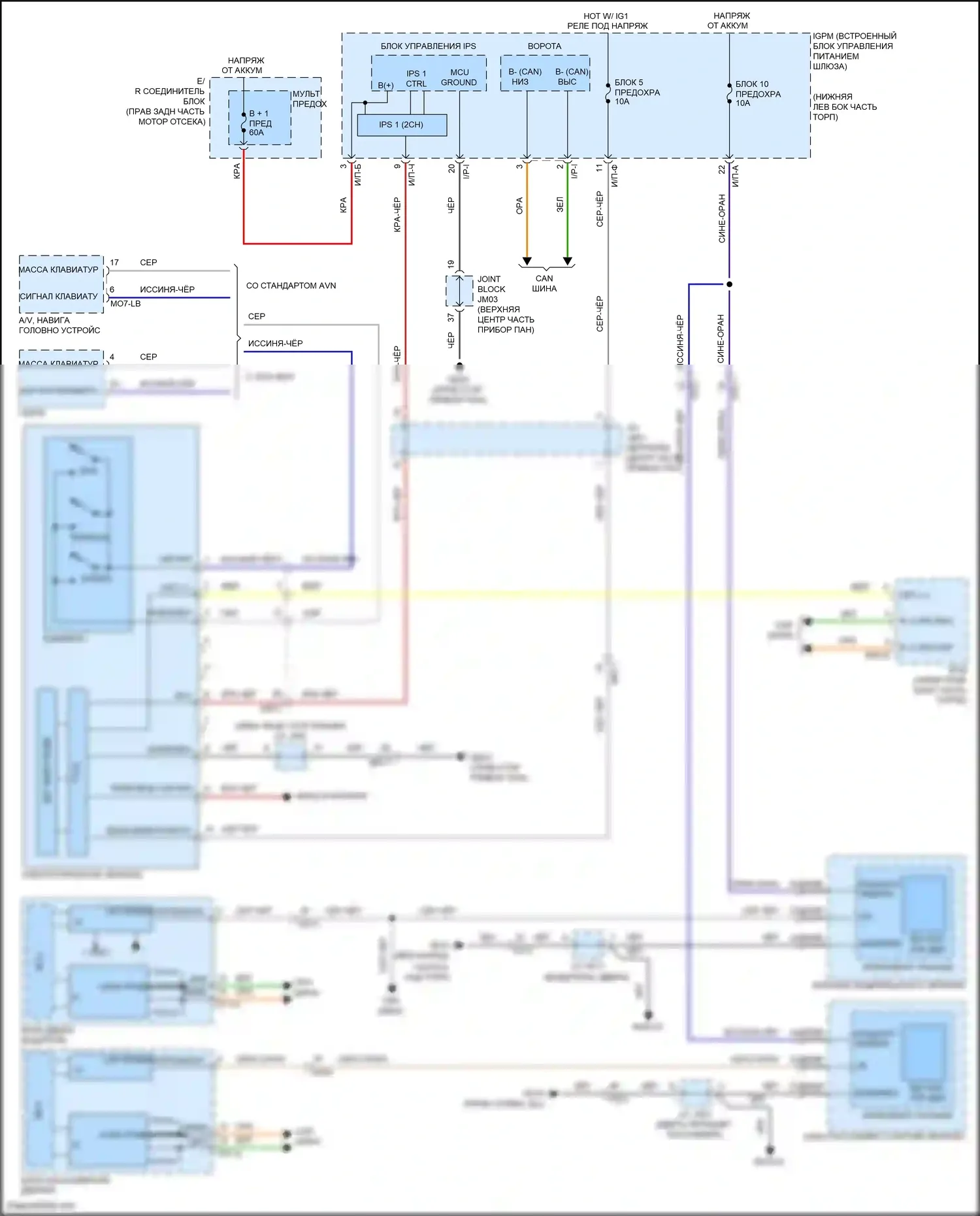 G80 Genesis I (2016-2020): Электросхема управления зеркалами заднего вида 