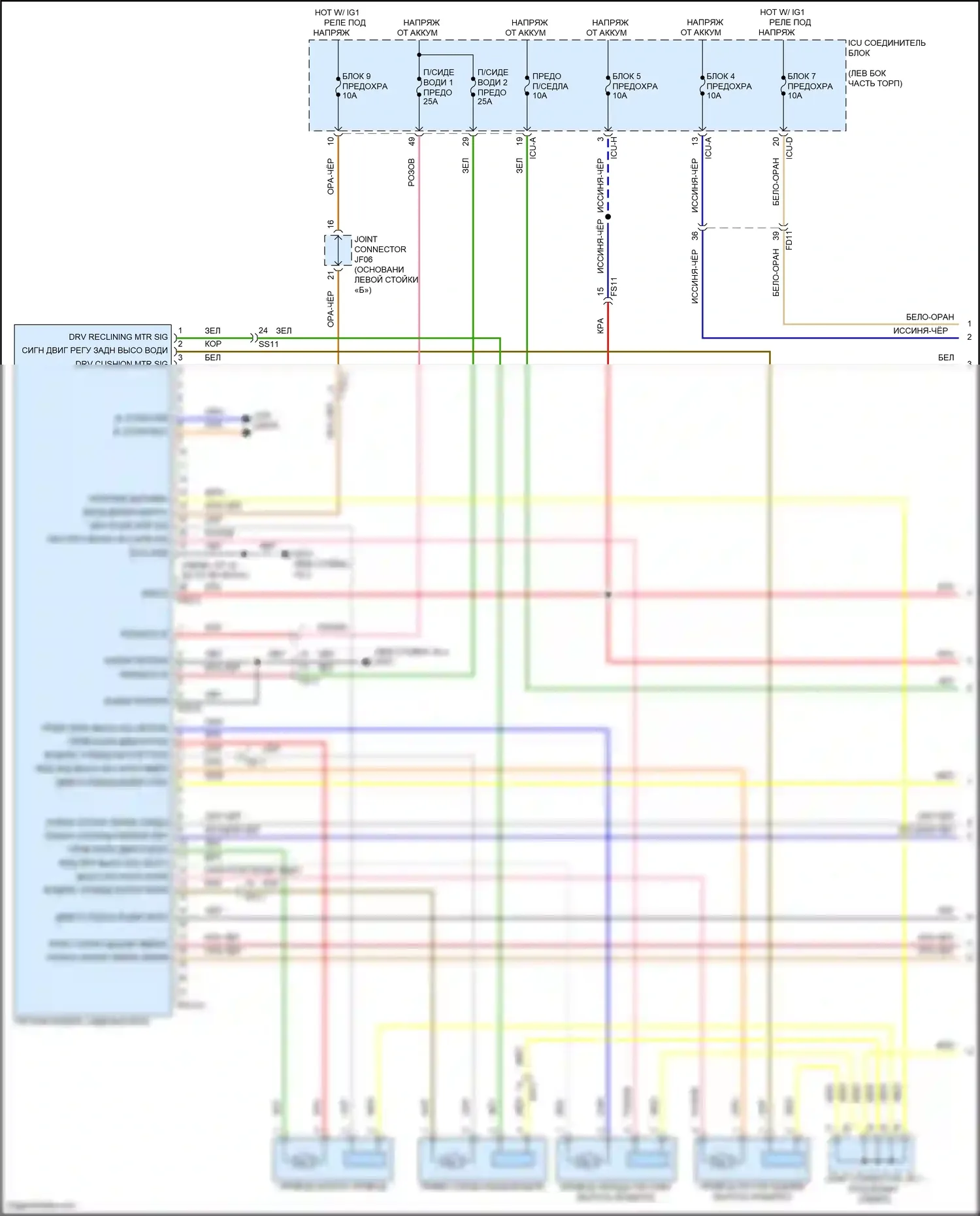 G80 Genesis II (2020-2024): Электросхема сиденья памяти водителя (1 из 2) 
