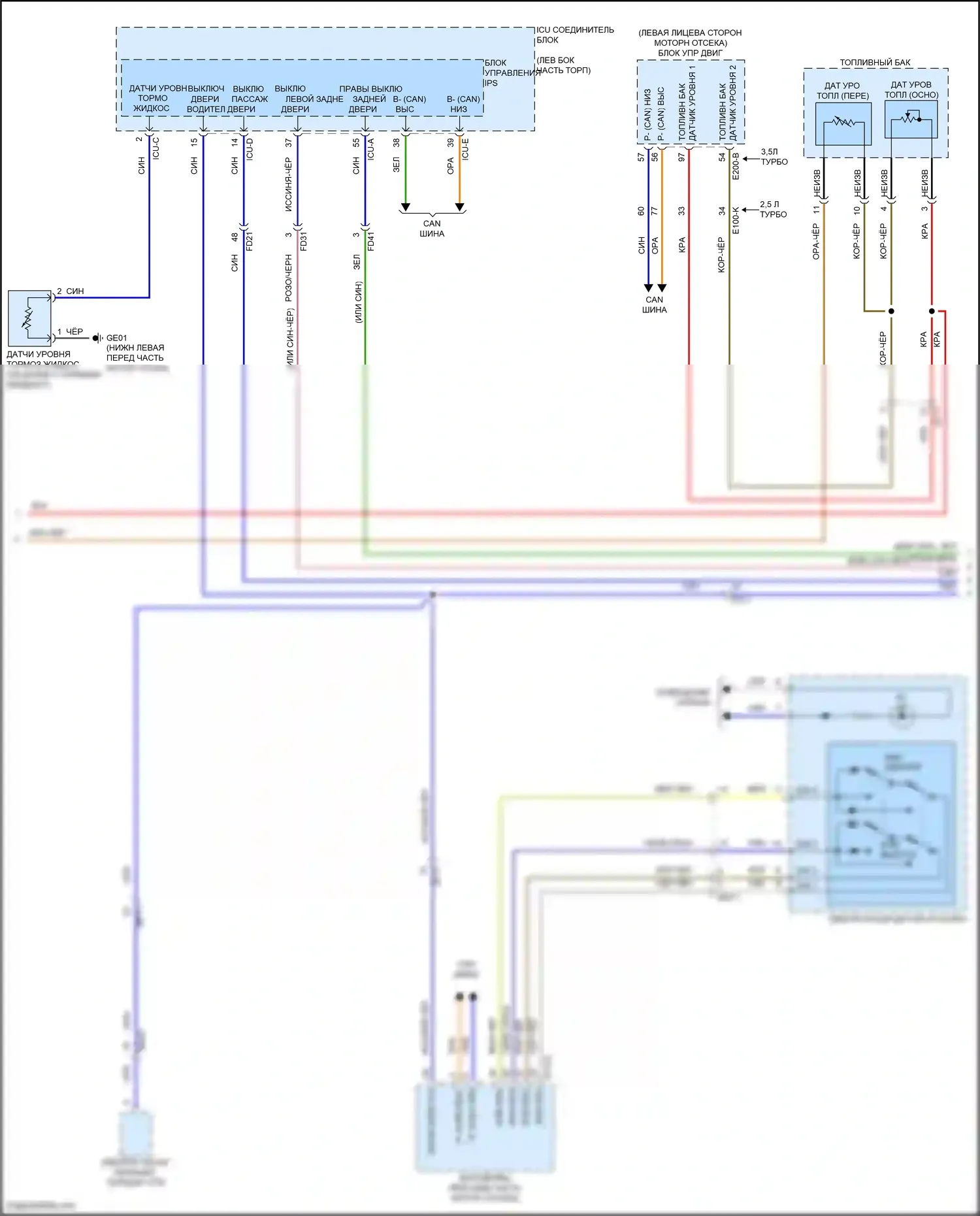 G80 Genesis II (2020-2024): Электросхема приборной панели, с 12,3-дюймовым 3d tft жк- дисплеем (2 из 3) 