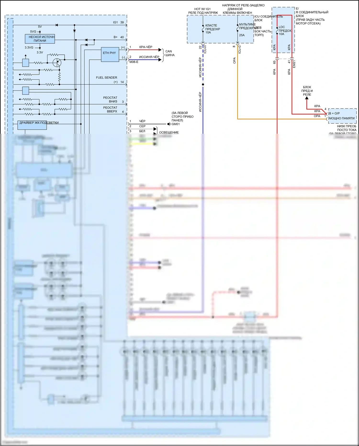 G80 Genesis II (2020-2024): Электросхема приборной панели с жк- дисплеем 8 дюймов tft (1 из 3) 