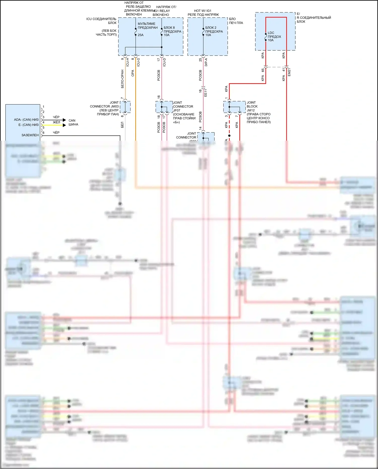 G80 Genesis II (2020-2024): Электросхема информационной системы в слепой зоне 