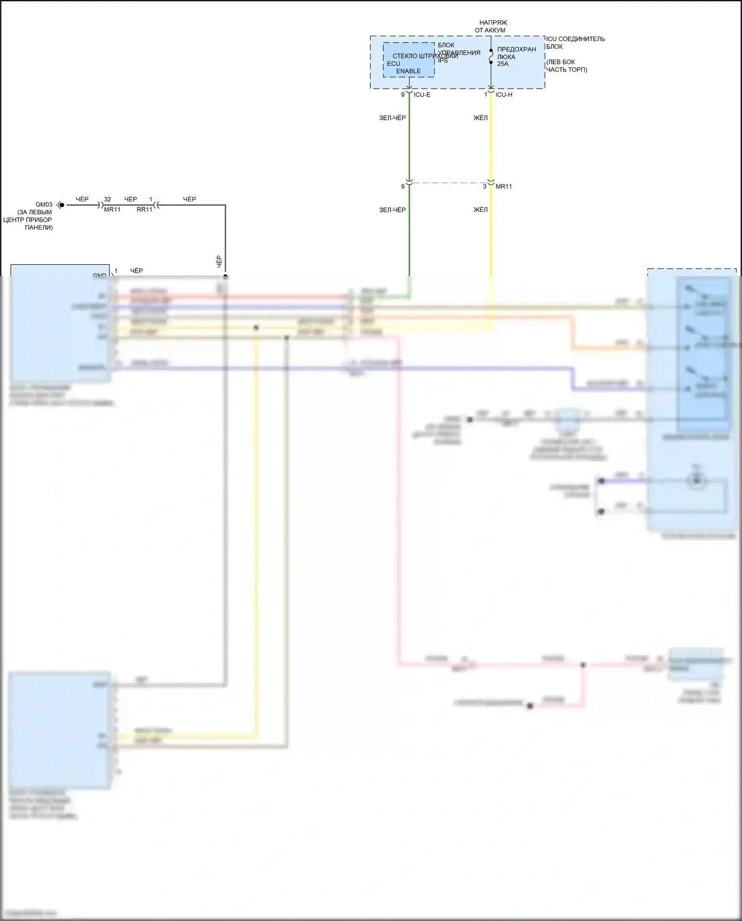 G80 Genesis II (2020-2024): Электросхема складной крыши/люка 