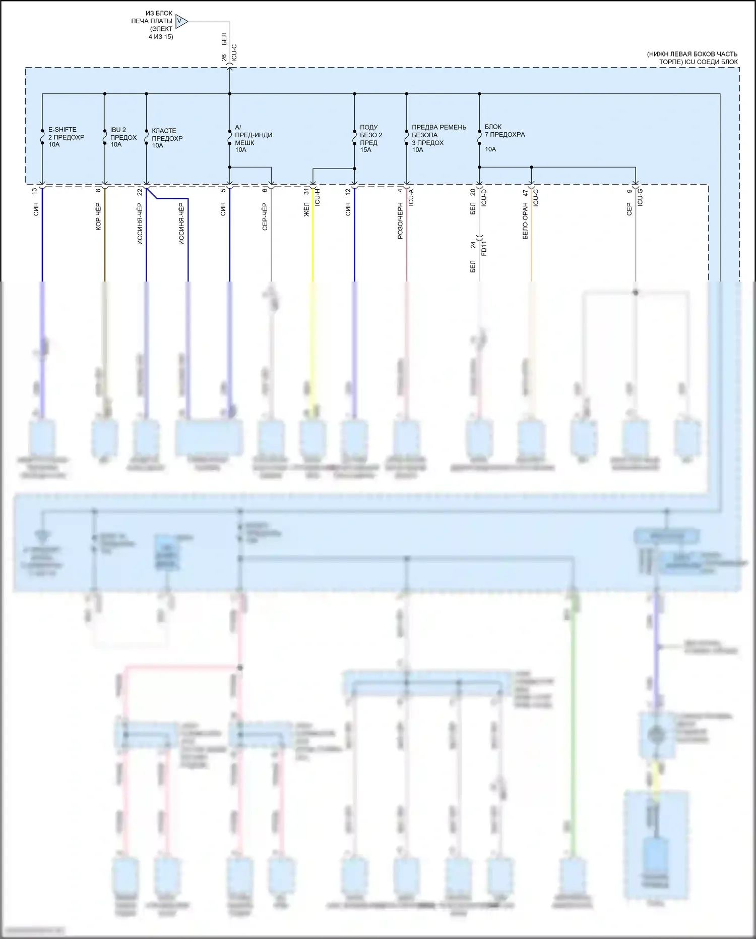 GV70 Genesis I (2020-2024): Электросхема блока предохранителей реле (12 из 15) 