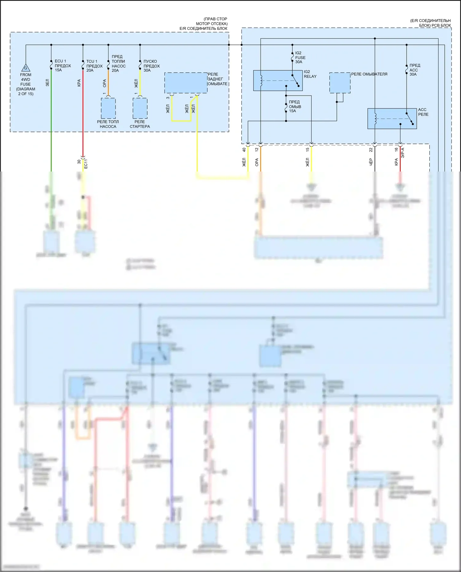 GV70 Genesis I (2020-2024): Электросхема блока предохранителей реле (4 из 15) 