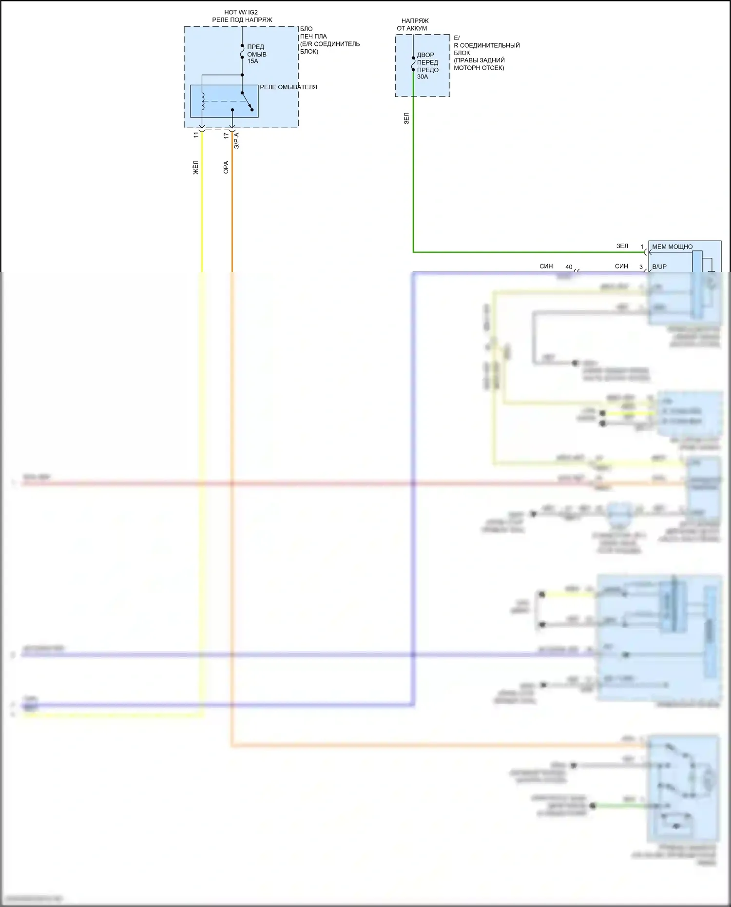 GV70 Genesis I (2020-2024): Электросхема передних дворников и омывателей (2 из 2) 