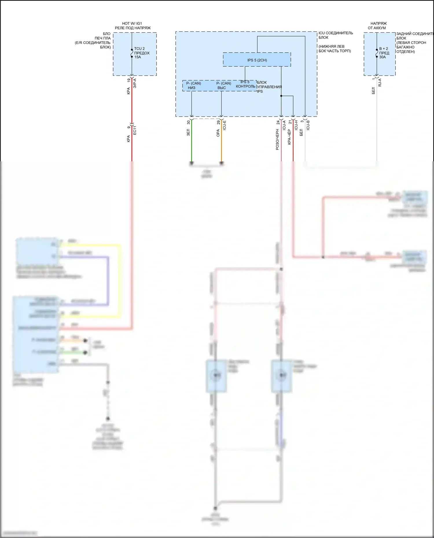 GV70 Genesis I (2020-2024): Электросхема фонарей заднего хода 