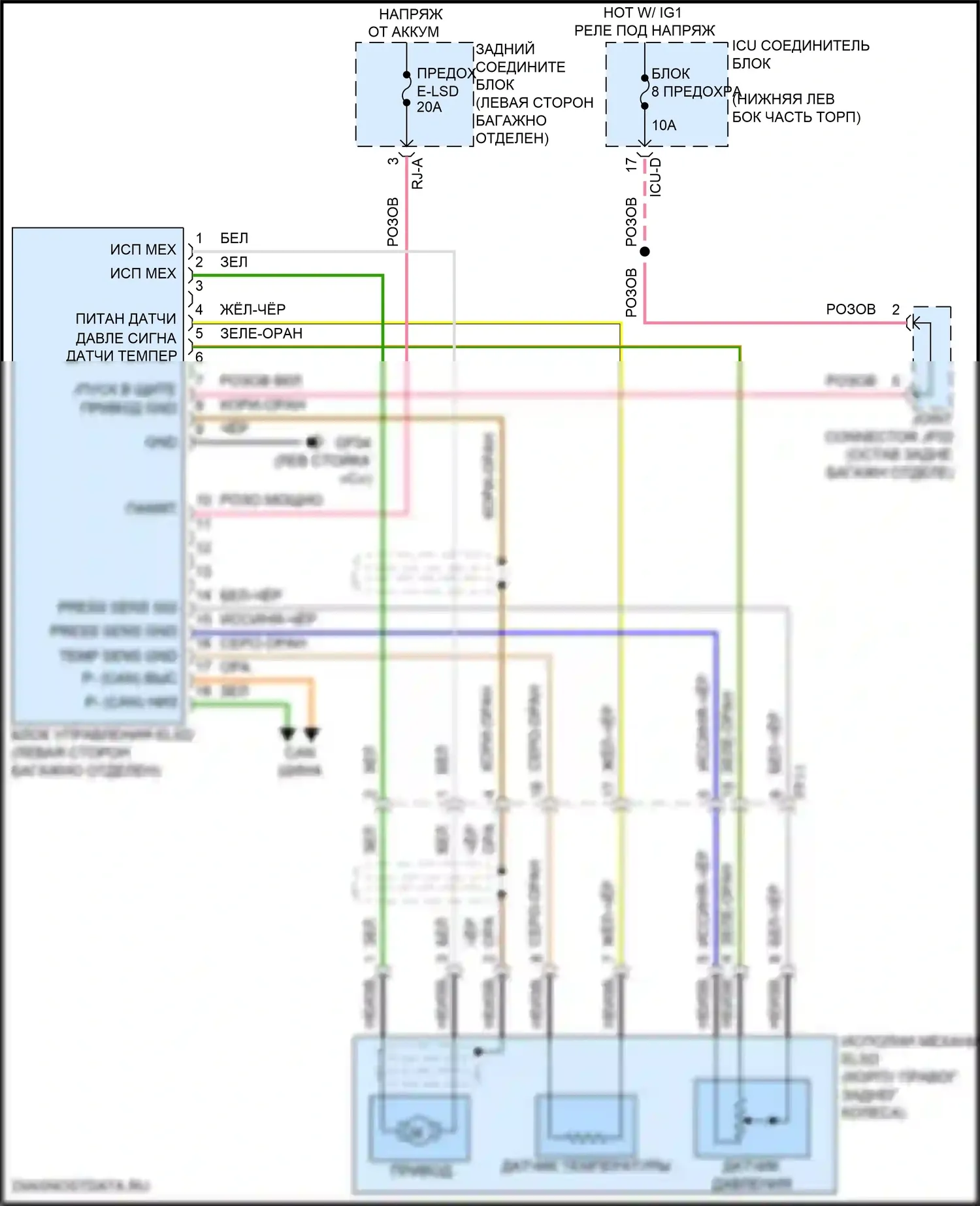 GV70 Genesis I (2020-2024): Электронная электросхема системы дифференциала с ограниченным скольжением 