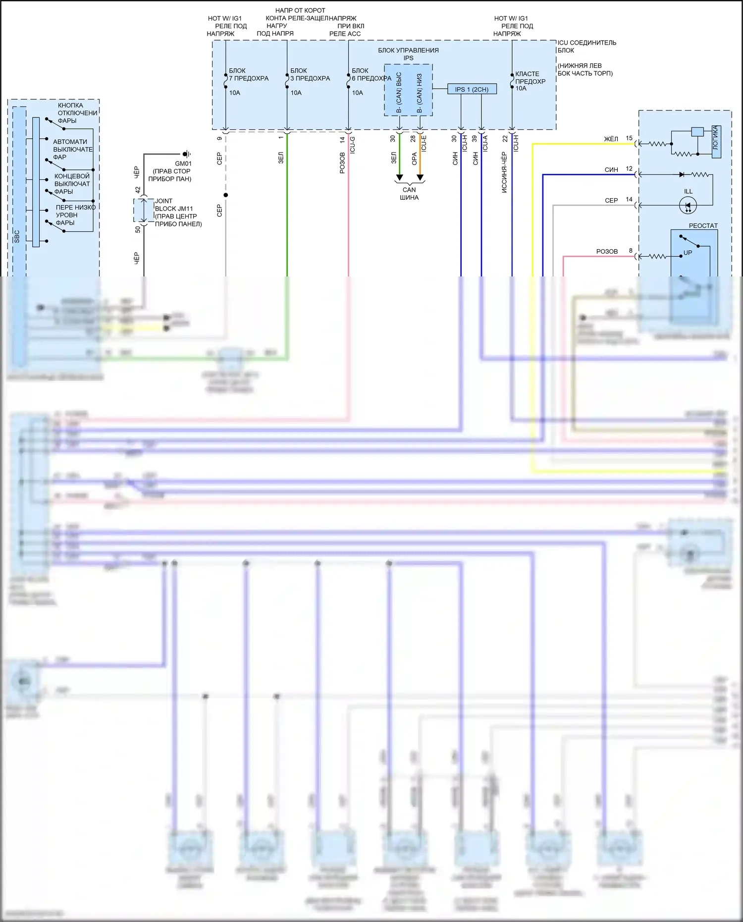 GV70 Genesis I (2020-2024): Электросхема подсветки приборной панели (1 из 3) 