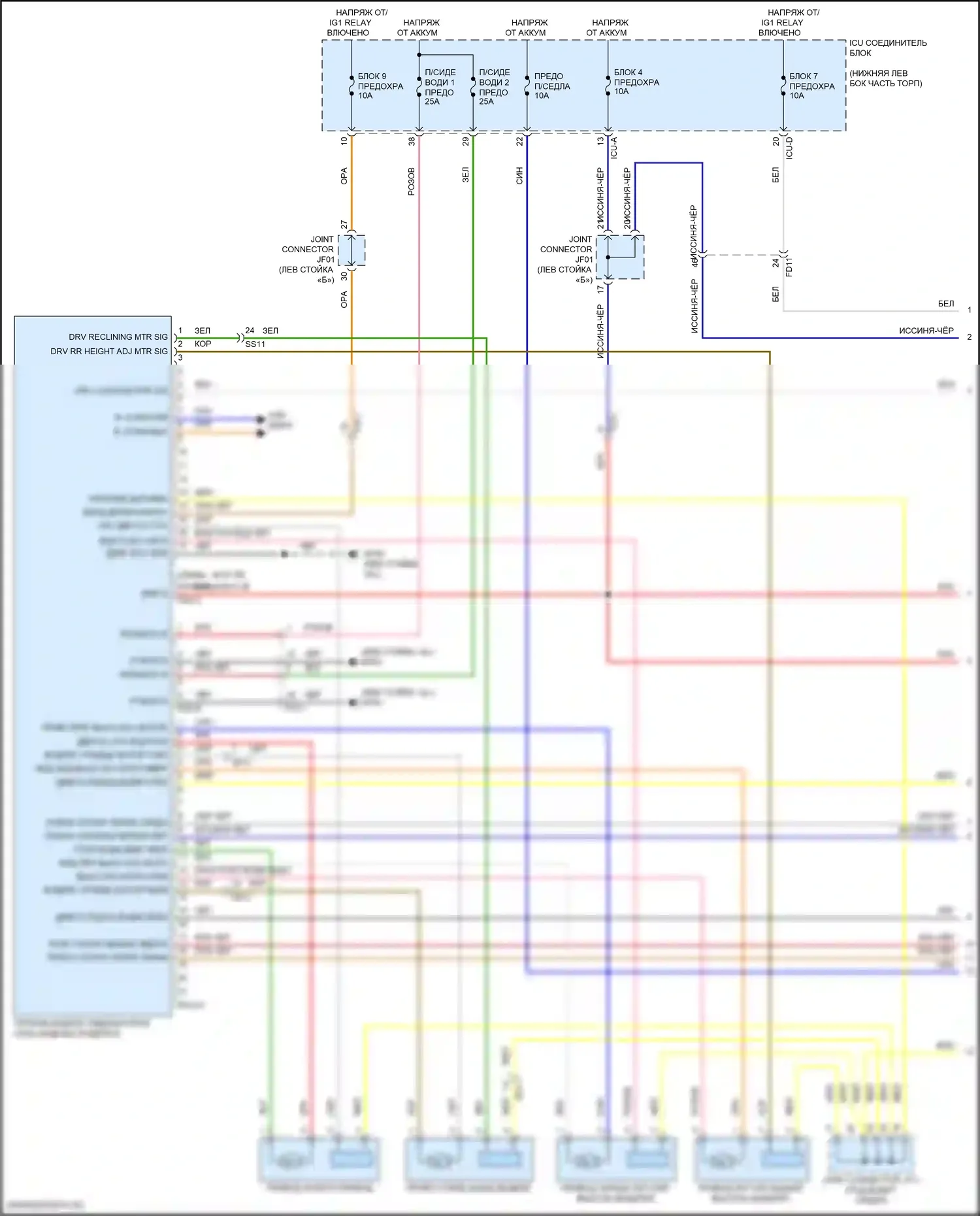 GV70 Genesis I (2020-2024): Электросхема сиденья памяти водителя (1 из 2) 